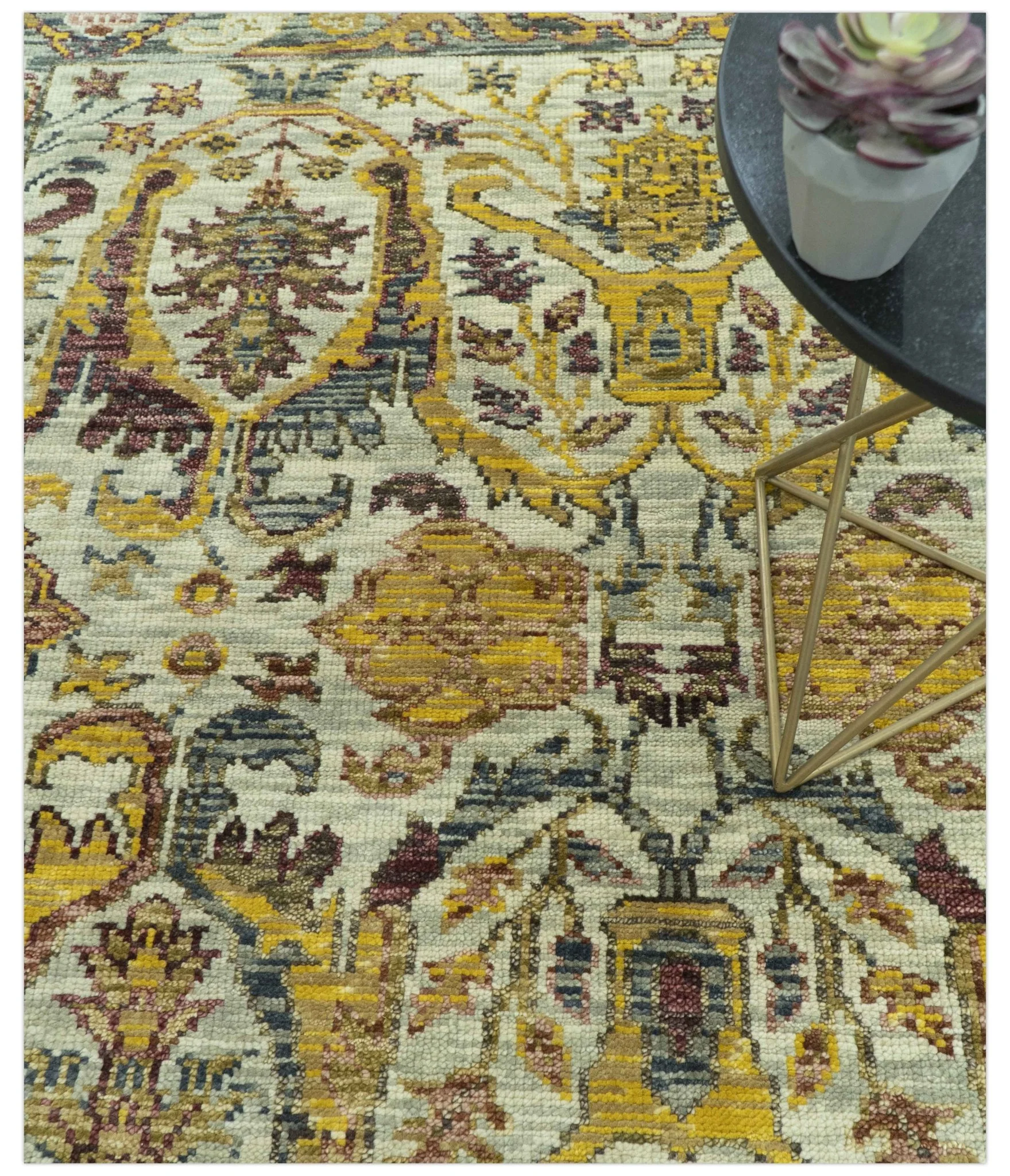 Custom Made Transitional Silver, Gold and Gray Hand Knotted Wool Rug - Image 3