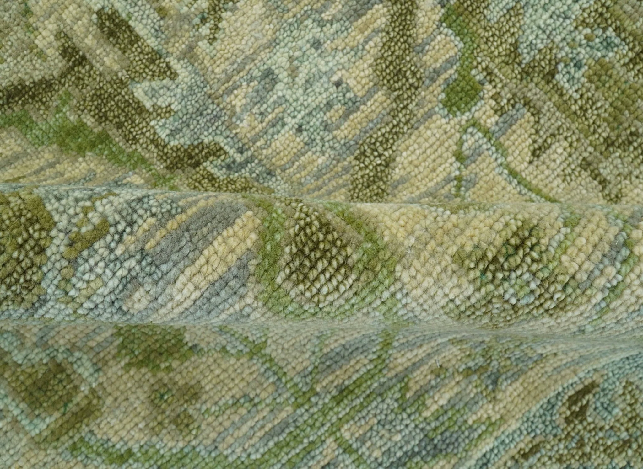 Custom Made Transitional Beige, Green and Blue Hand Knotted wool area rug - Image 8