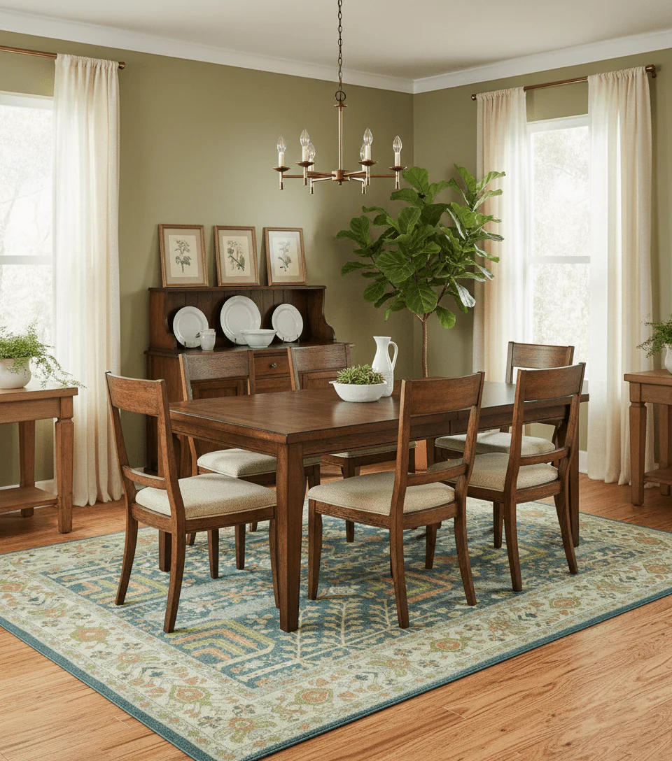 Custom Made Tree of Life Beige And Teal Floral Design Hand Tufted  Wool Area Rug - Image 2