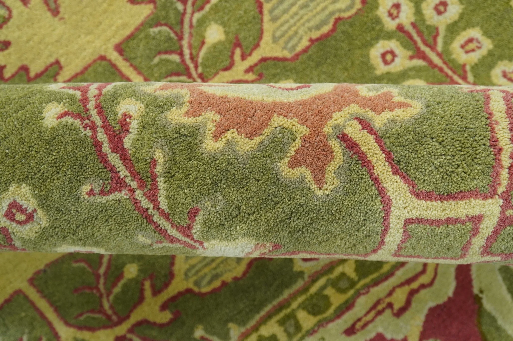 Custom Made Tree of life Green And Red Traditional Design Hand Tufted Wool Rug - Image 6