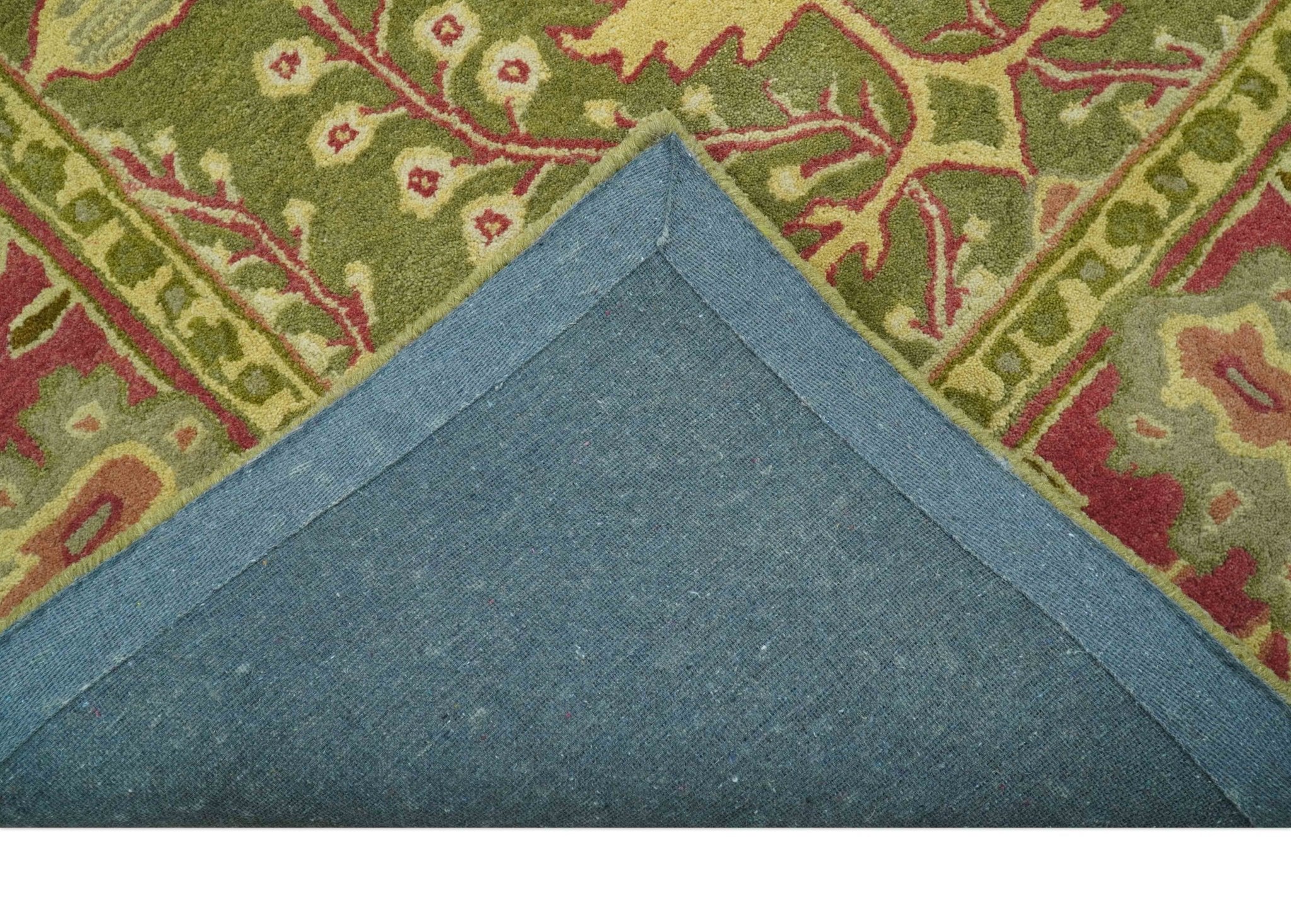 Custom Made Tree of life Green And Red Traditional Design Hand Tufted Wool Rug - Image 7