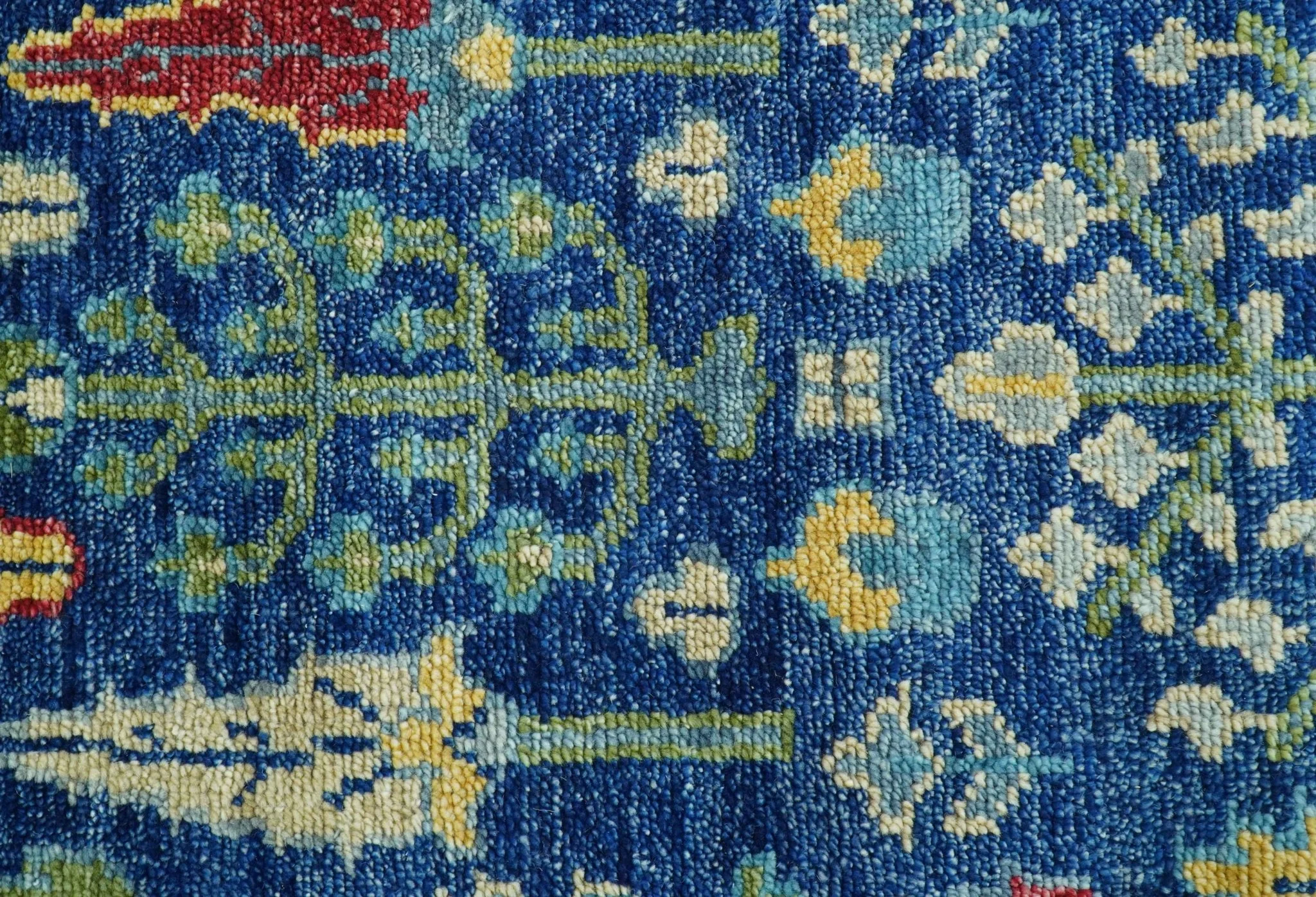 Custom Made Tree of Life Hand Knotted Blue And Beige Traditional Wool area Rug - Image 4