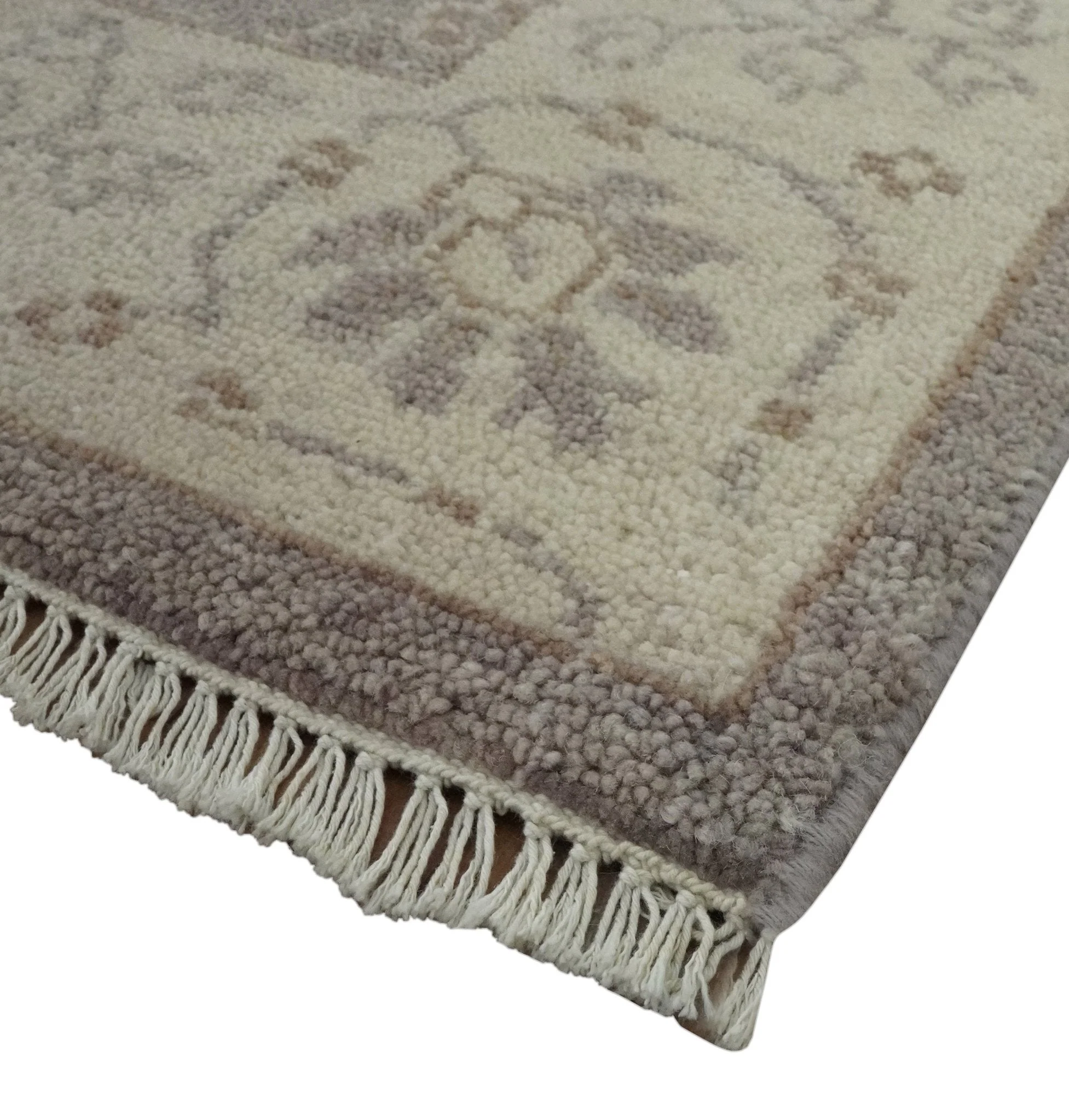 Custom Made Vintage Style Tree of life Brown And Beige Hand Knotted Wool Rug - Image 5