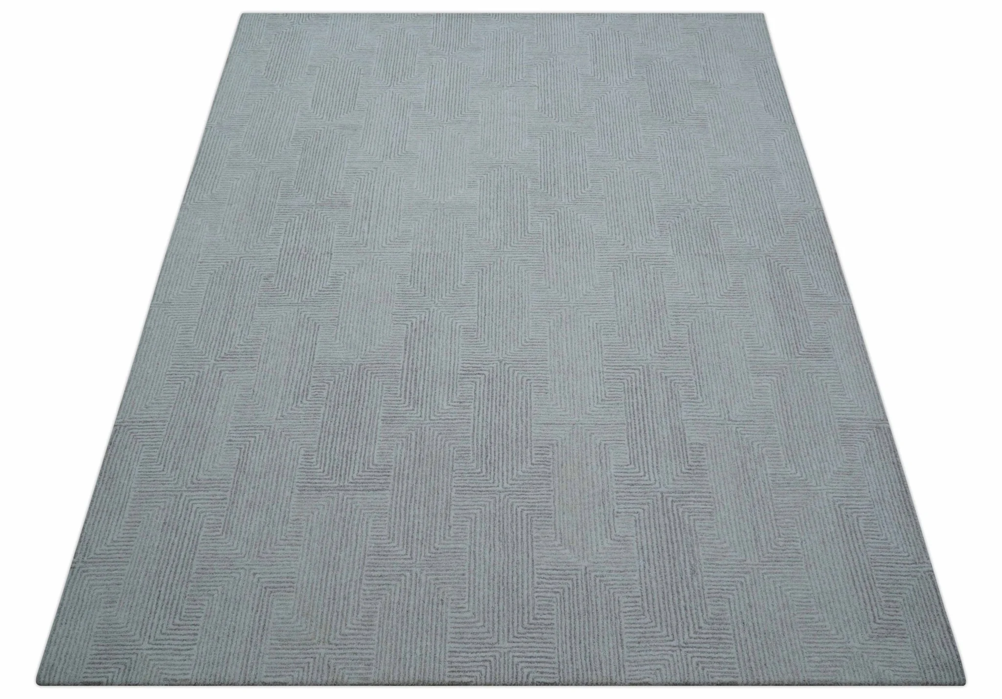 Custom Made White Beige Modern Style Hand Tufted Wool Area Rug - Image 10
