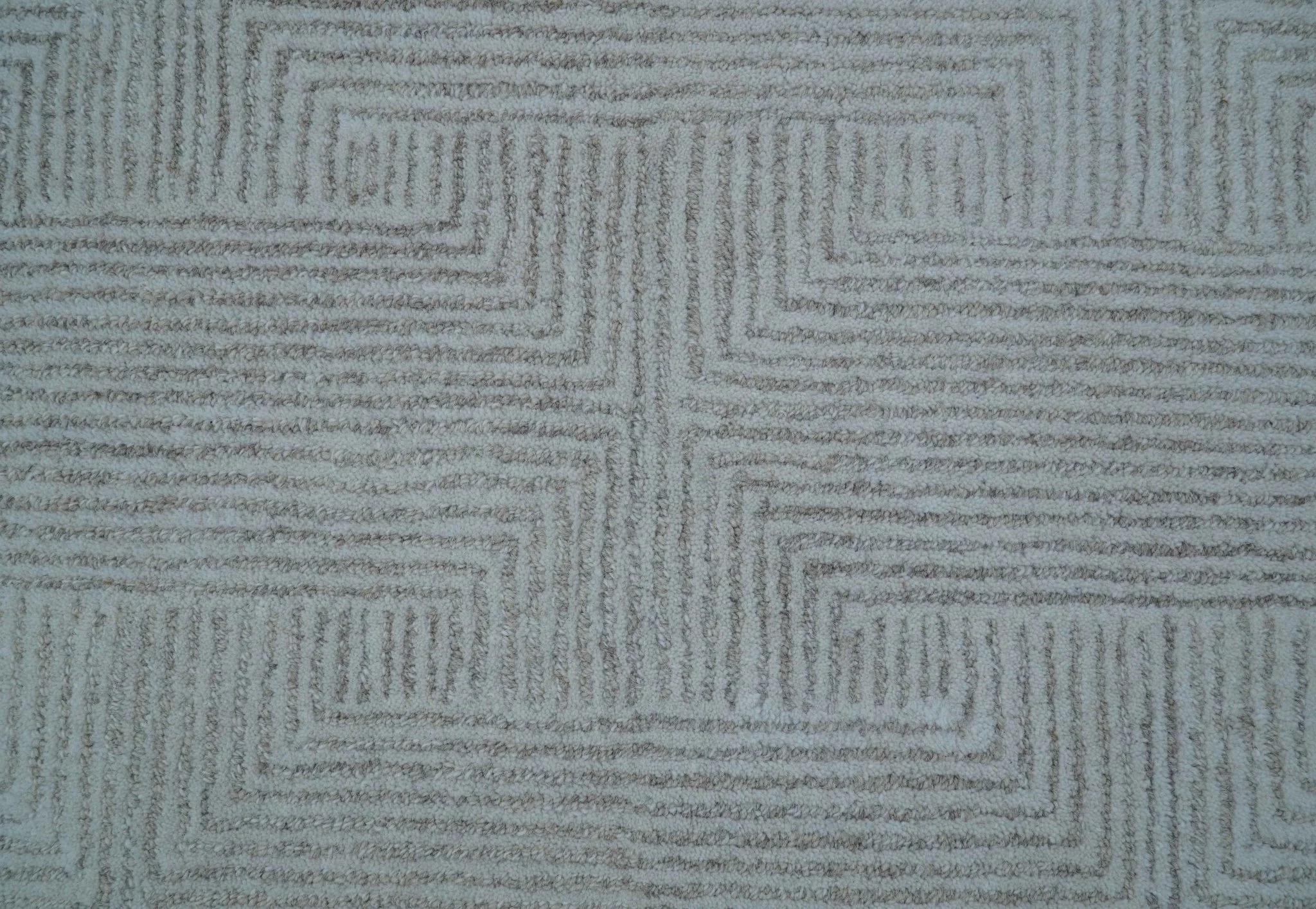 Custom Made White Beige Modern Style Hand Tufted Wool Area Rug - Image 5