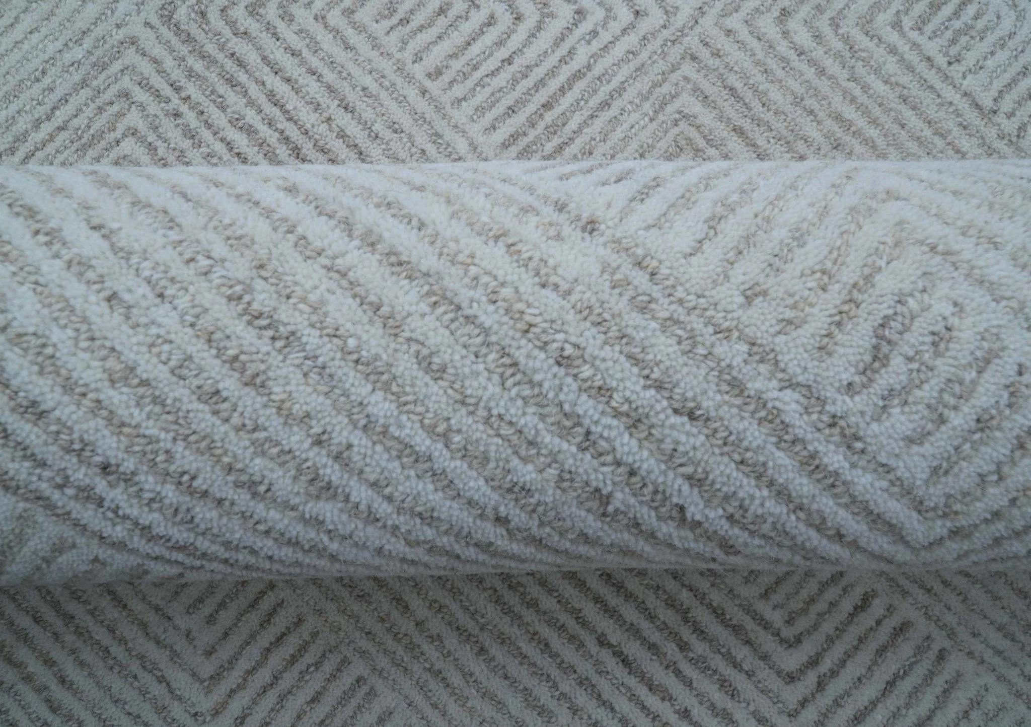 Custom Made White Beige Modern Style Hand Tufted Wool Area Rug - Image 6