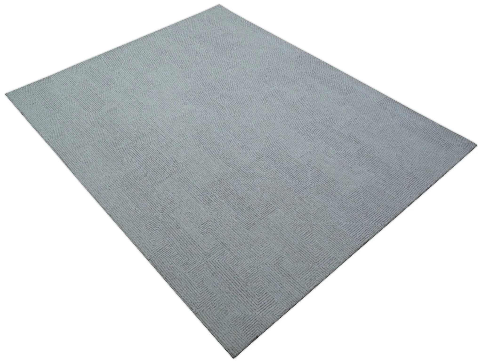 Custom Made White Beige Modern Style Hand Tufted Wool Area Rug - Image 9