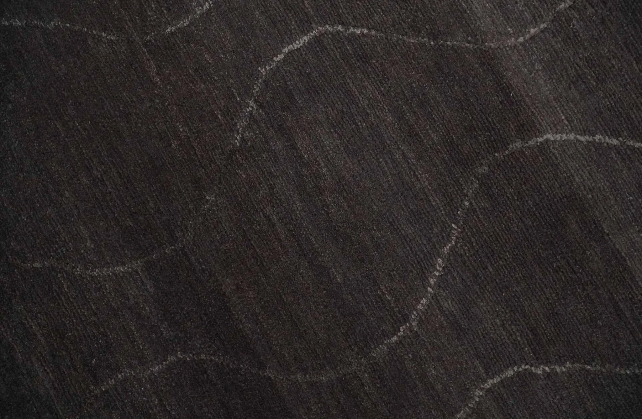 Dark Brown and Ivory Modern Stripes Pattern Hand knotted 5x7 wool and Art Silk Area Rug - Image 5
