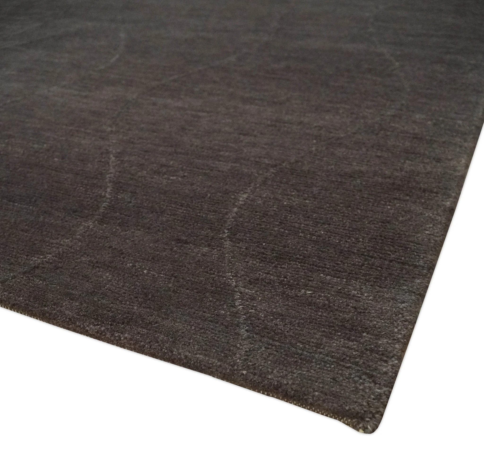 Dark Brown and Ivory Modern Stripes Pattern Hand knotted 5x7 wool and Art Silk Area Rug - Image 6