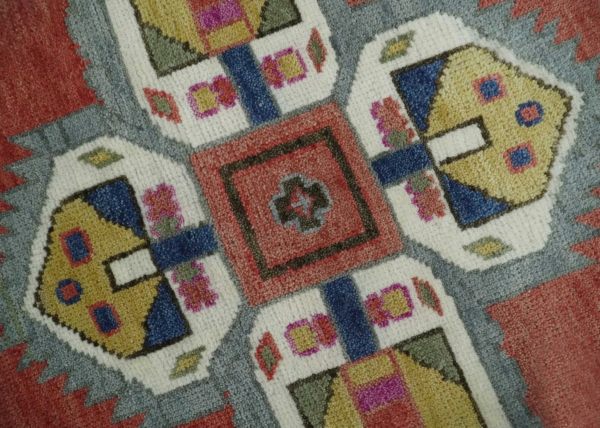 Custom Made Hand Knotted Dark Peach and Silver Traditional Wool Rug - Image 4