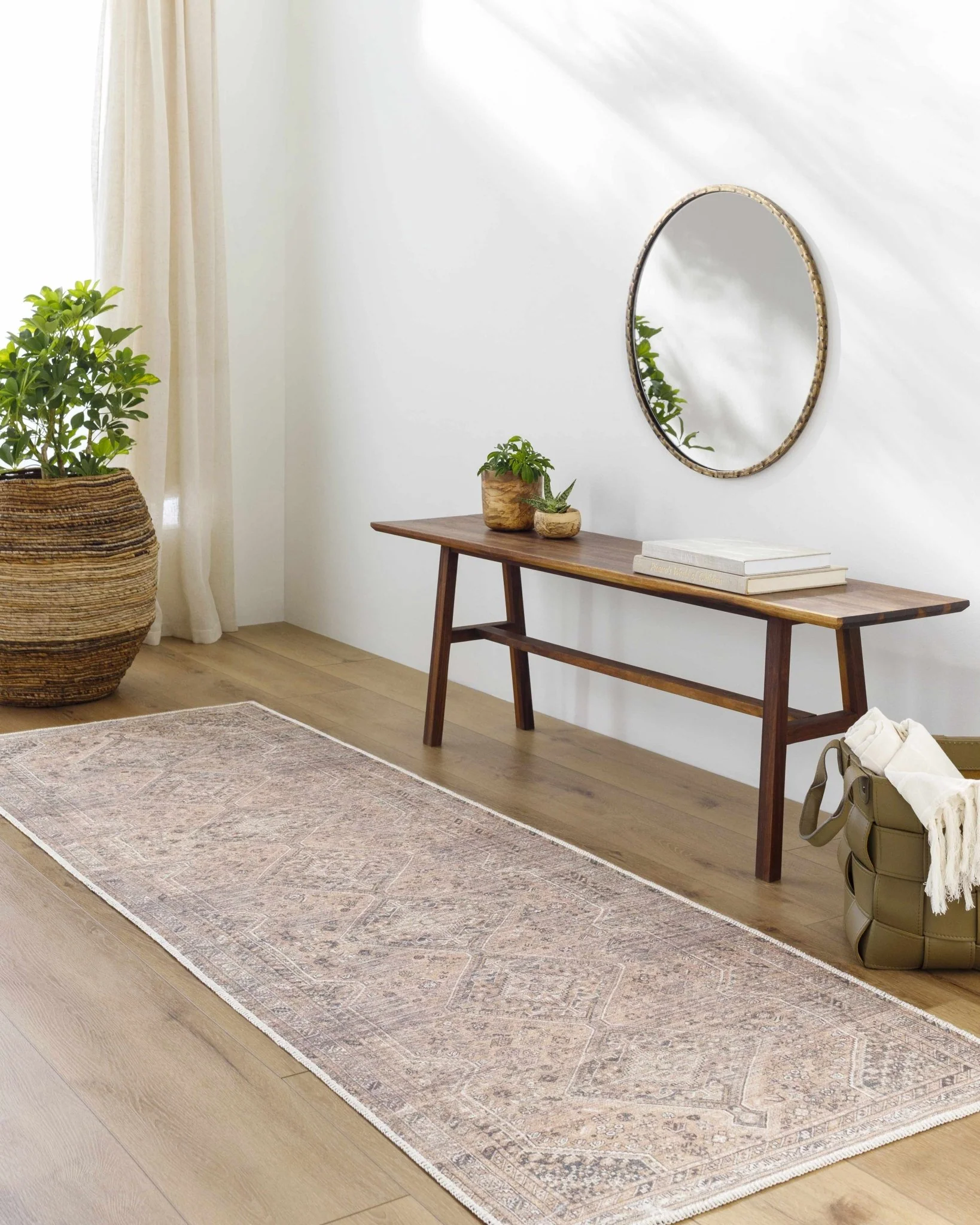 Dark Peach, Ivory and Charcoal Transitional Washable Area Rug - Image 11