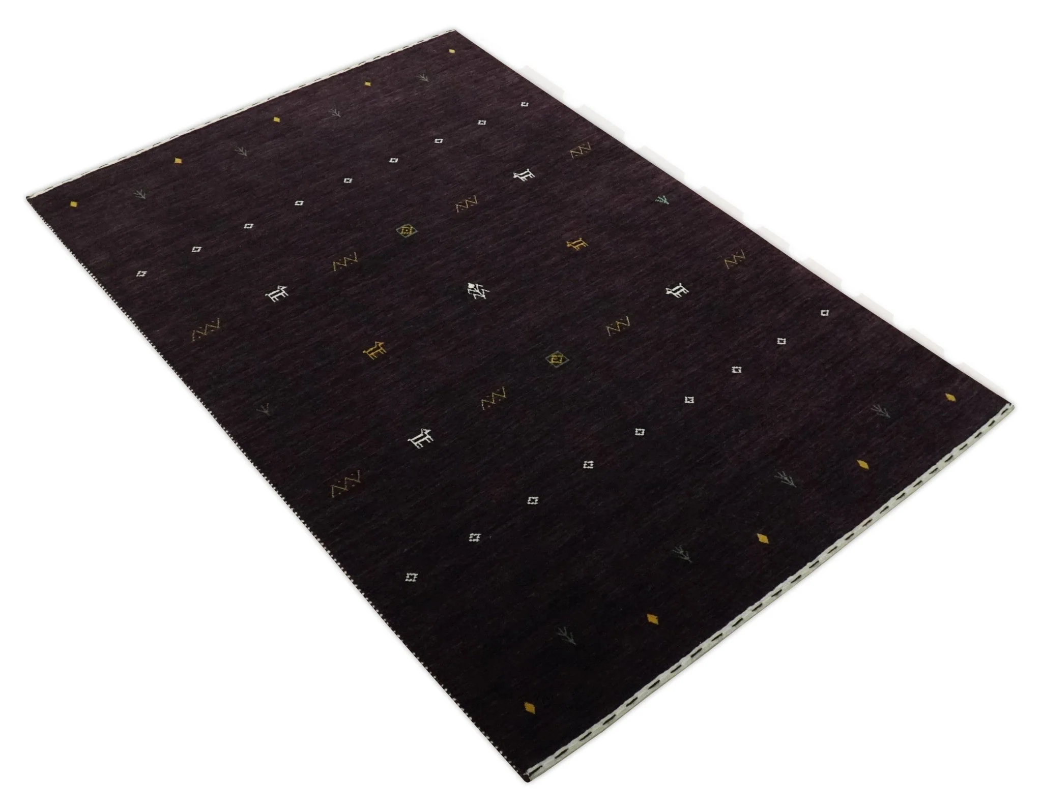 Tribal look Dark Purple Traditional Hand loom 4.6x7 Wool Area Rug - Image 10