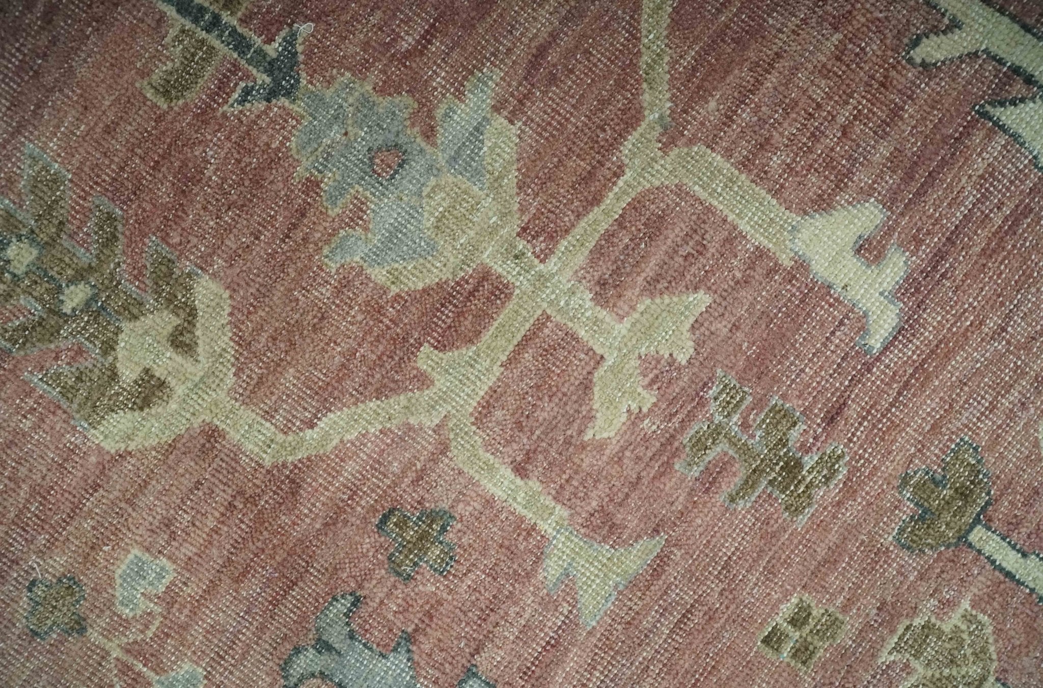 Distress Finished Tree of Life Hand Knotted Rust and Blue Custom Made Wool Rug - Image 4