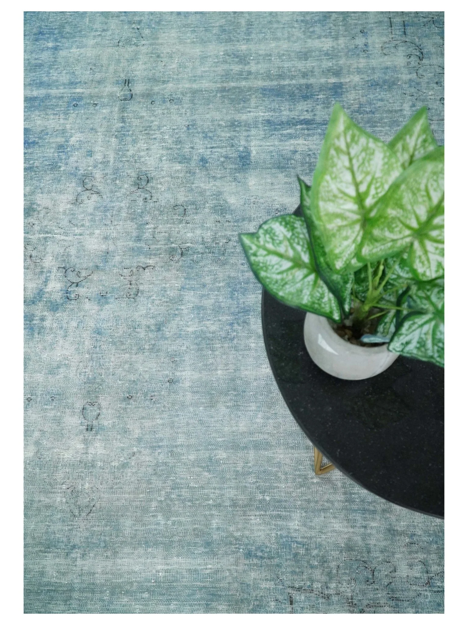 Distressed Vintage 8x11 Blue Traditional Oxidized Textured Persian Low Pile Wool Rug | TRD4308 - Image 10