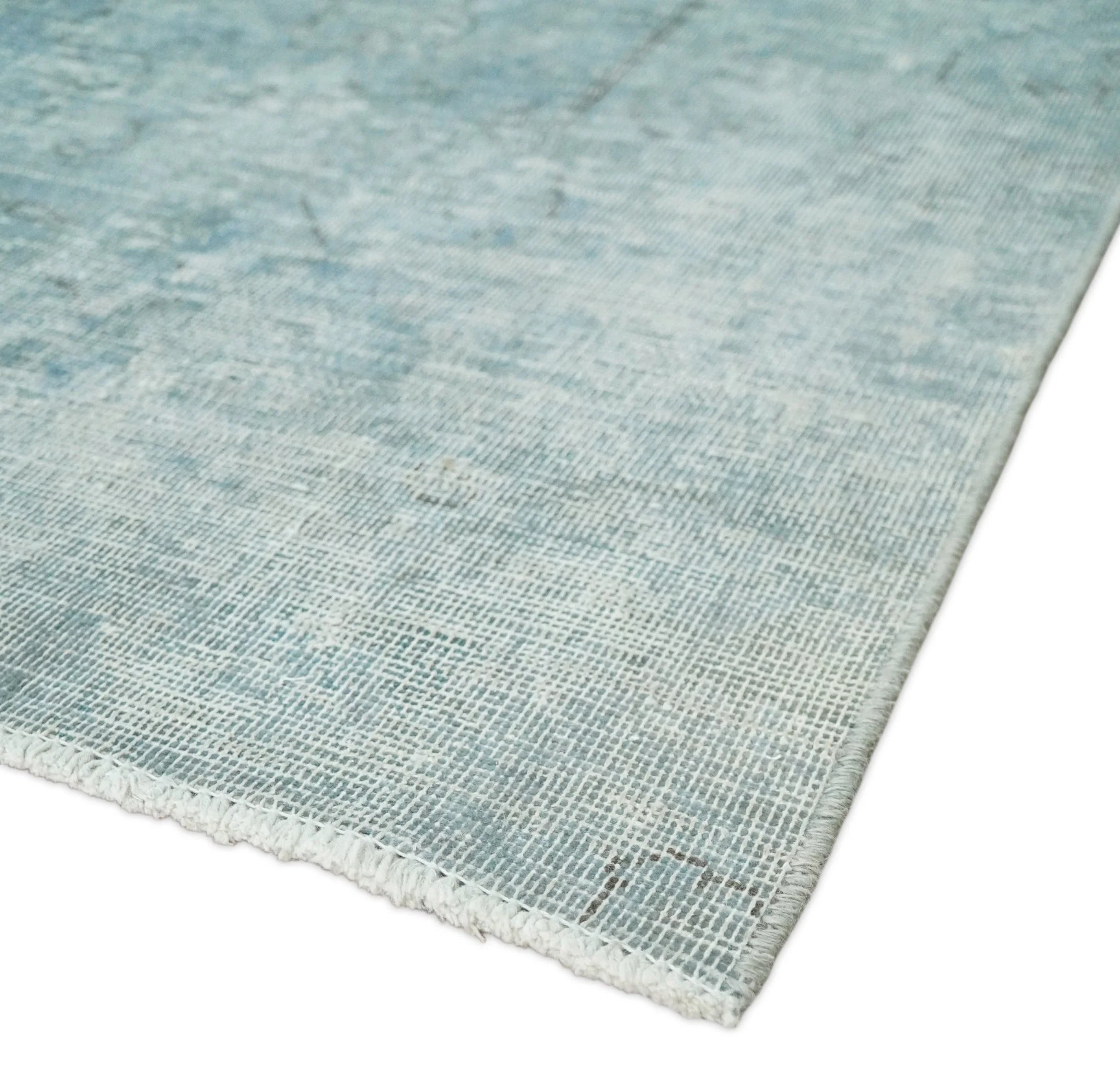 Distressed Vintage 8x11 Blue Traditional Oxidized Textured Persian Low Pile Wool Rug | TRD4308 - Image 6