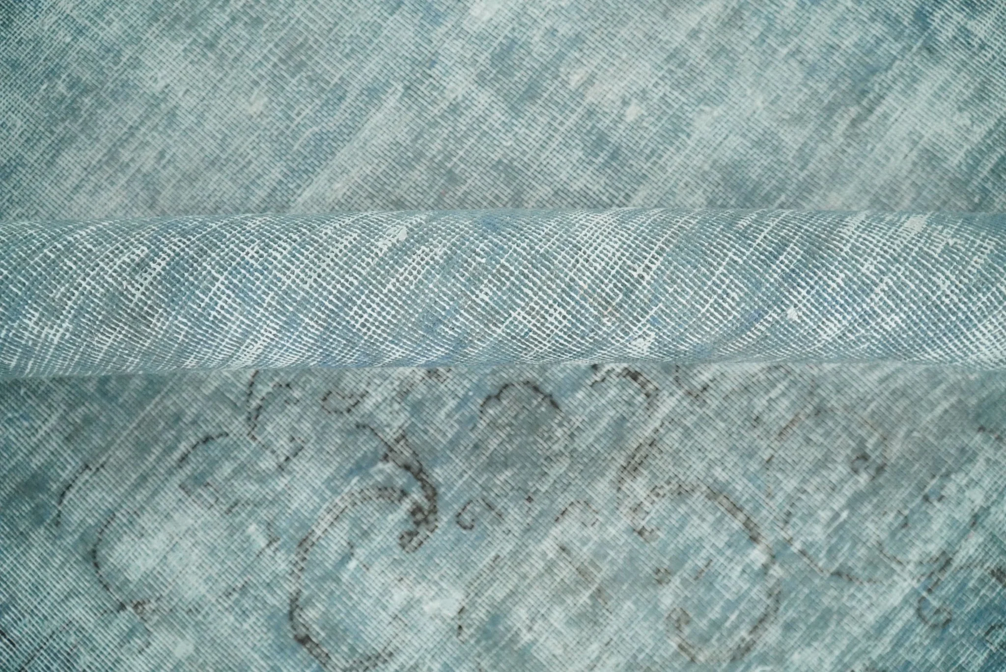 Distressed Vintage 8x11 Blue Traditional Oxidized Textured Persian Low Pile Wool Rug | TRD4308 - Image 8