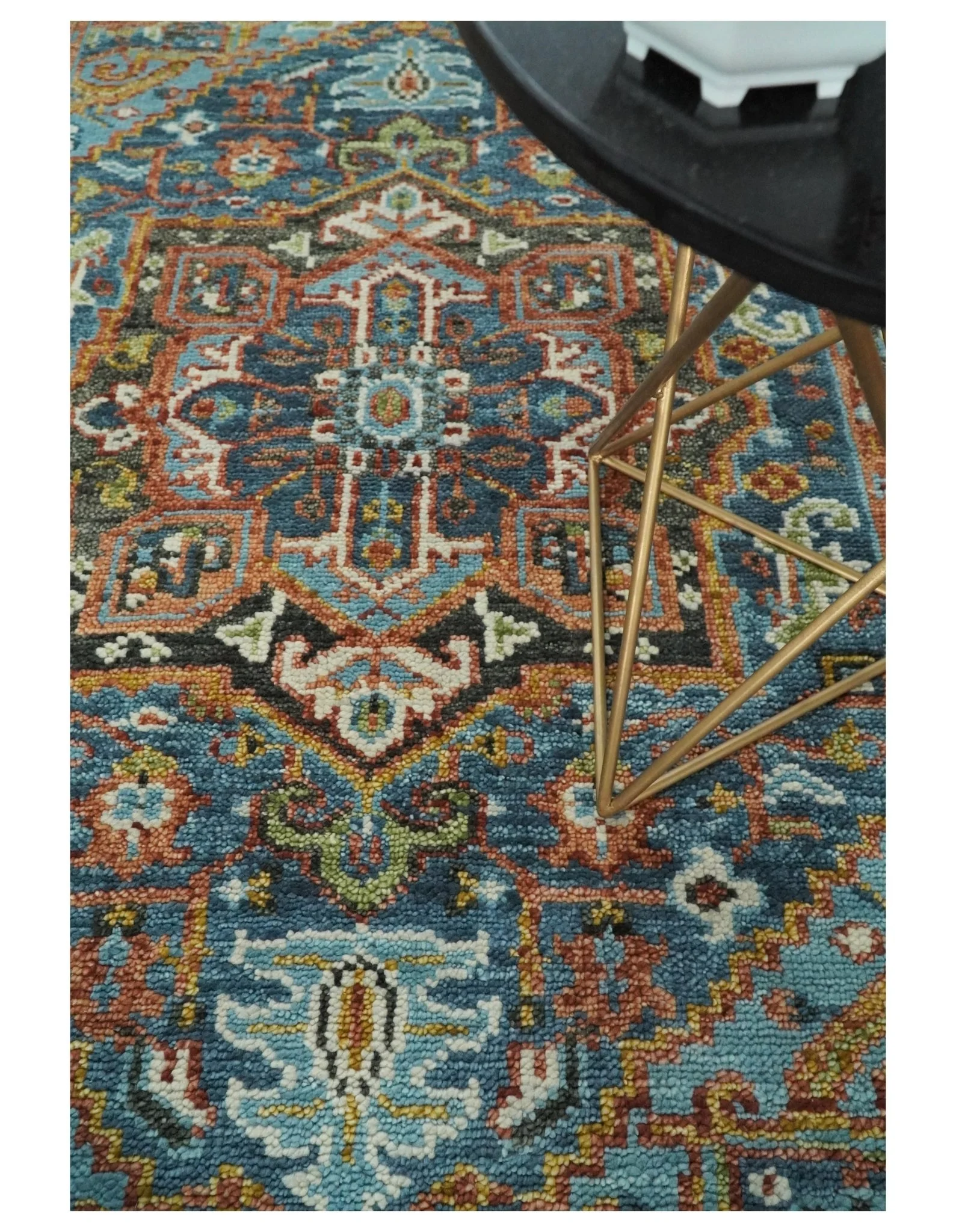 Eclectic 5x8 Wool Traditional Persian Blue and Brown Vibrant Colorful Hand knotted SerapiArea Rug | TRDCP19158 - Image 5