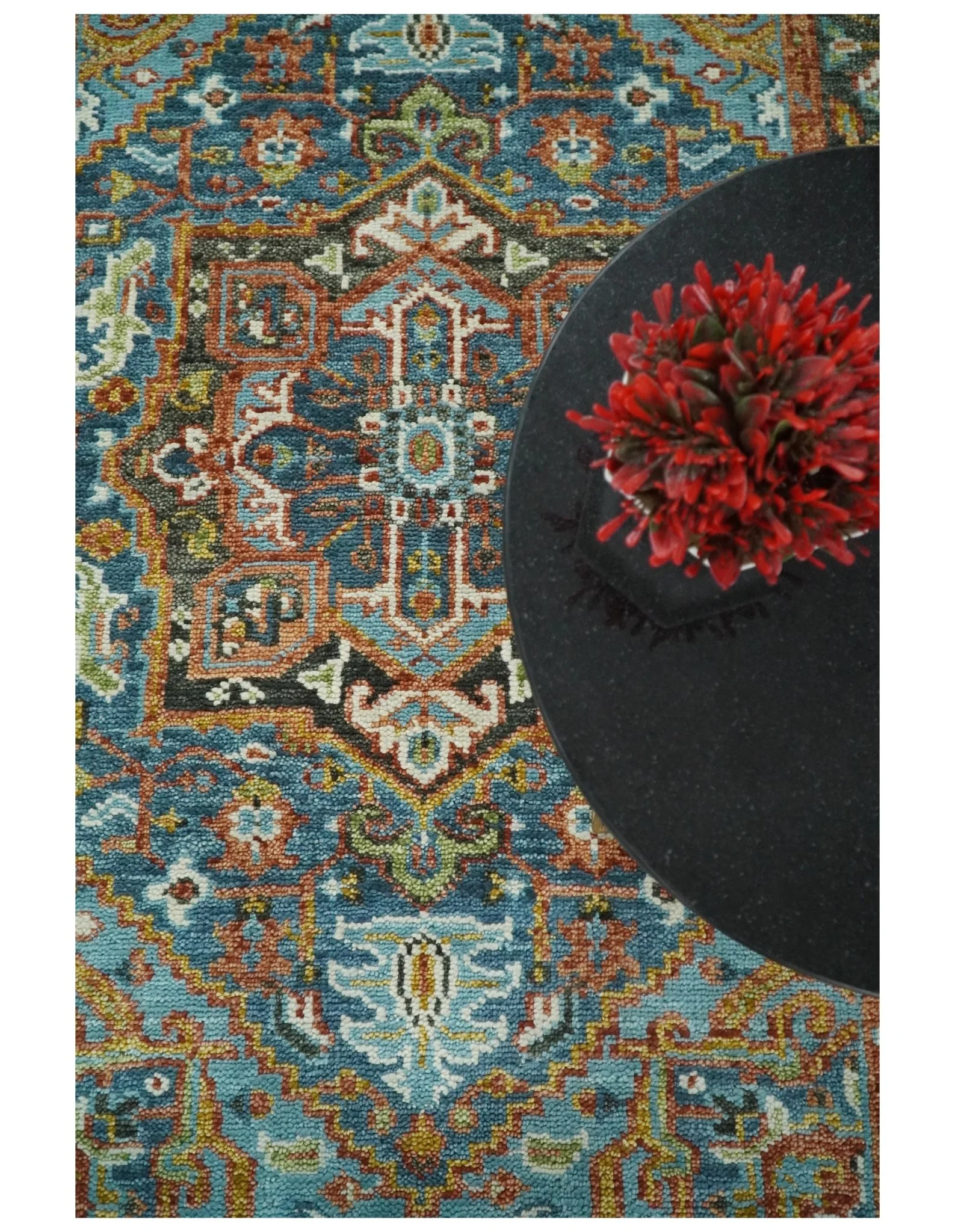 Eclectic 5x8 Wool Traditional Persian Blue and Brown Vibrant Colorful Hand knotted SerapiArea Rug | TRDCP19158 - Image 7