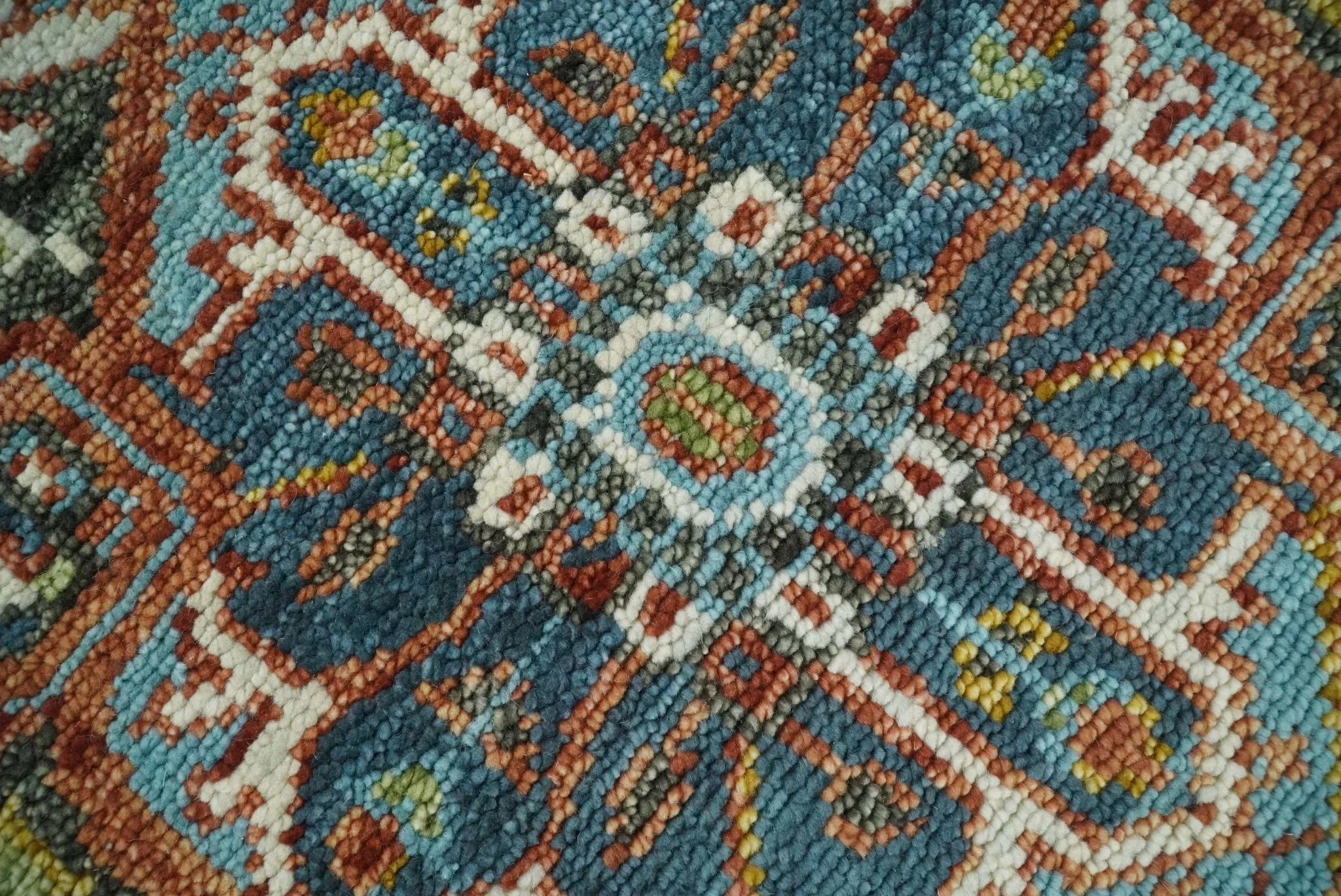 Eclectic 5x8 Wool Traditional Persian Blue and Brown Vibrant Colorful Hand knotted SerapiArea Rug | TRDCP19158 - Image 9
