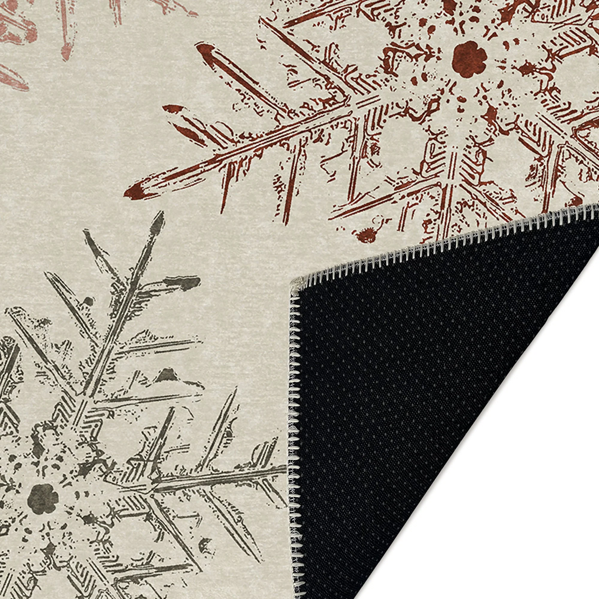 Elvian Christmas Beige Machine Washable Cotton Area Rug - Image 6
