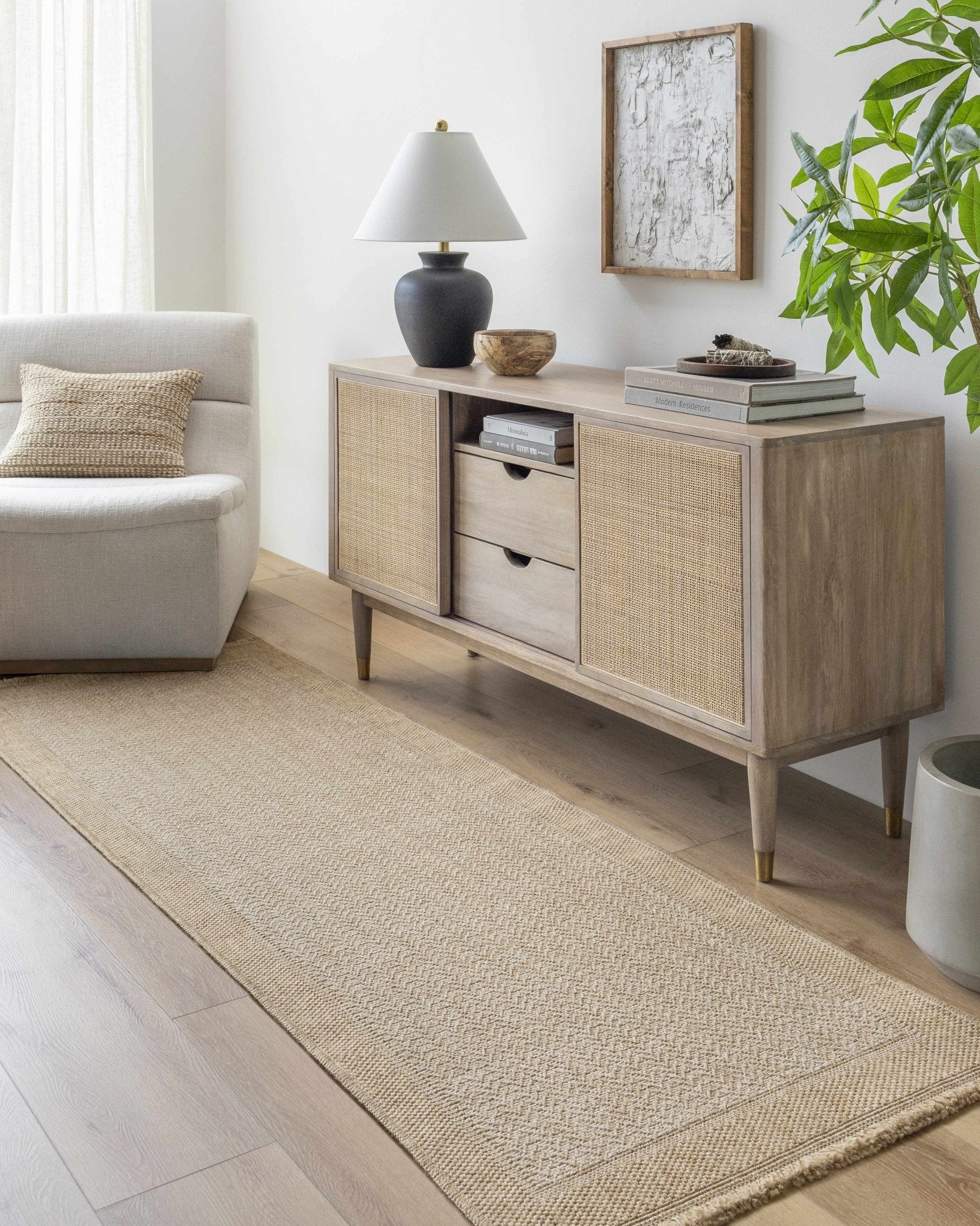 Endre Chevron Pattern Beige And Ivory Machine Woven Indoor & Outdoor Rug - Image 10