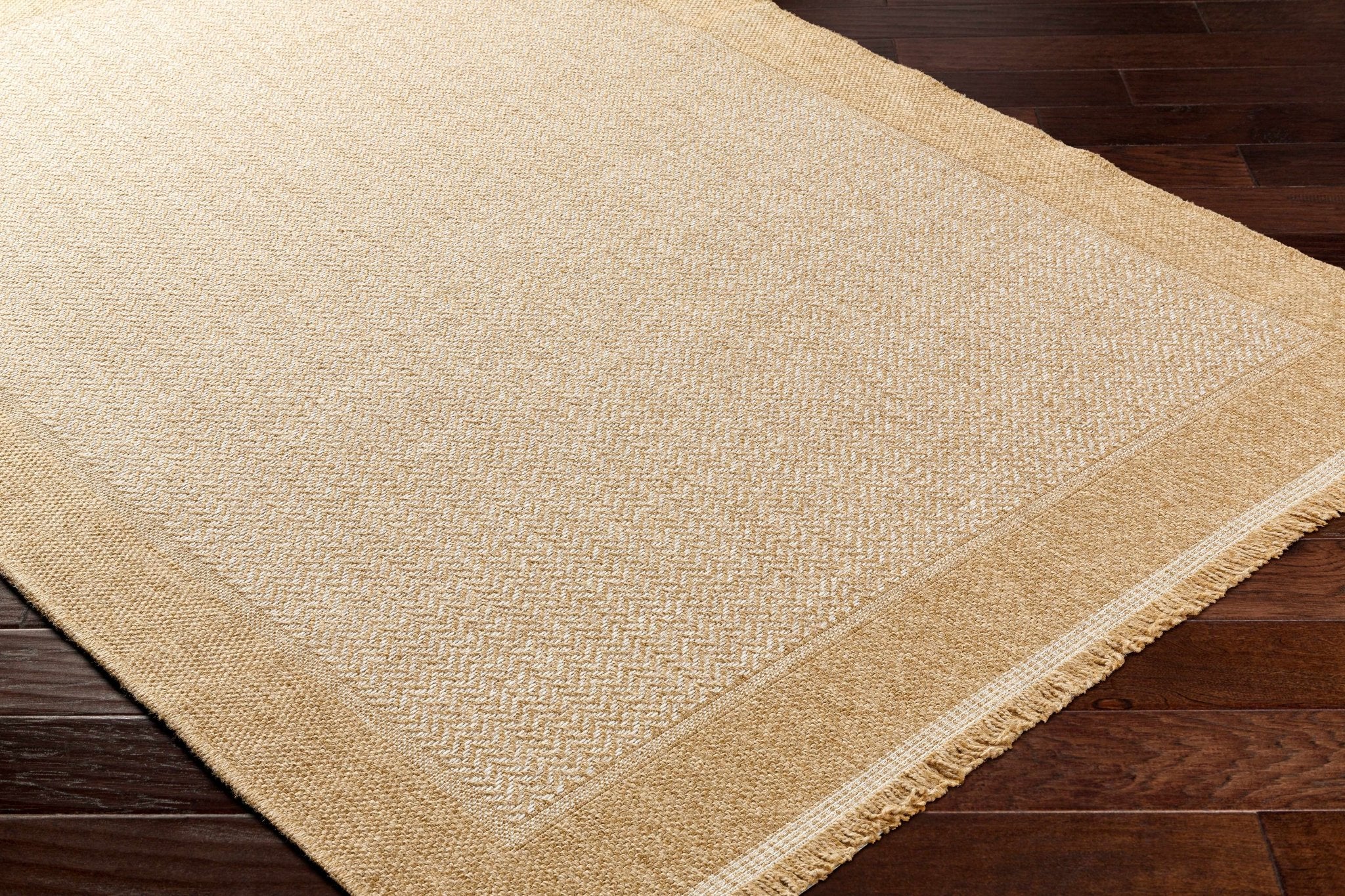 Endre Chevron Pattern Beige And Ivory Machine Woven Indoor & Outdoor Rug - Image 3