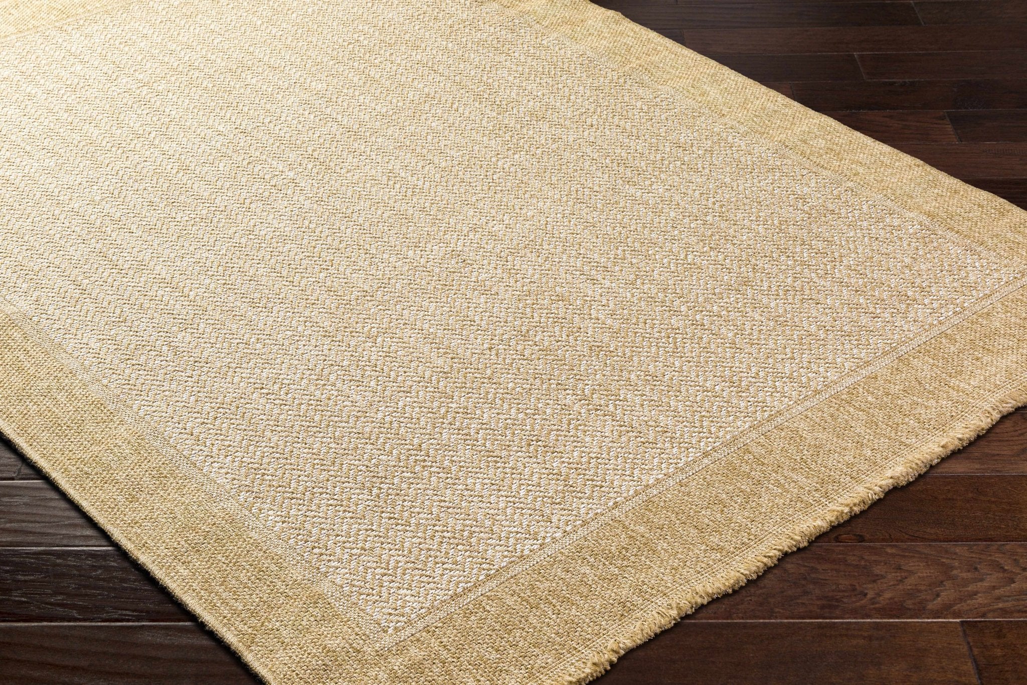 Endre Chevron Pattern Beige And Ivory Machine Woven Indoor & Outdoor Rug - Image 6