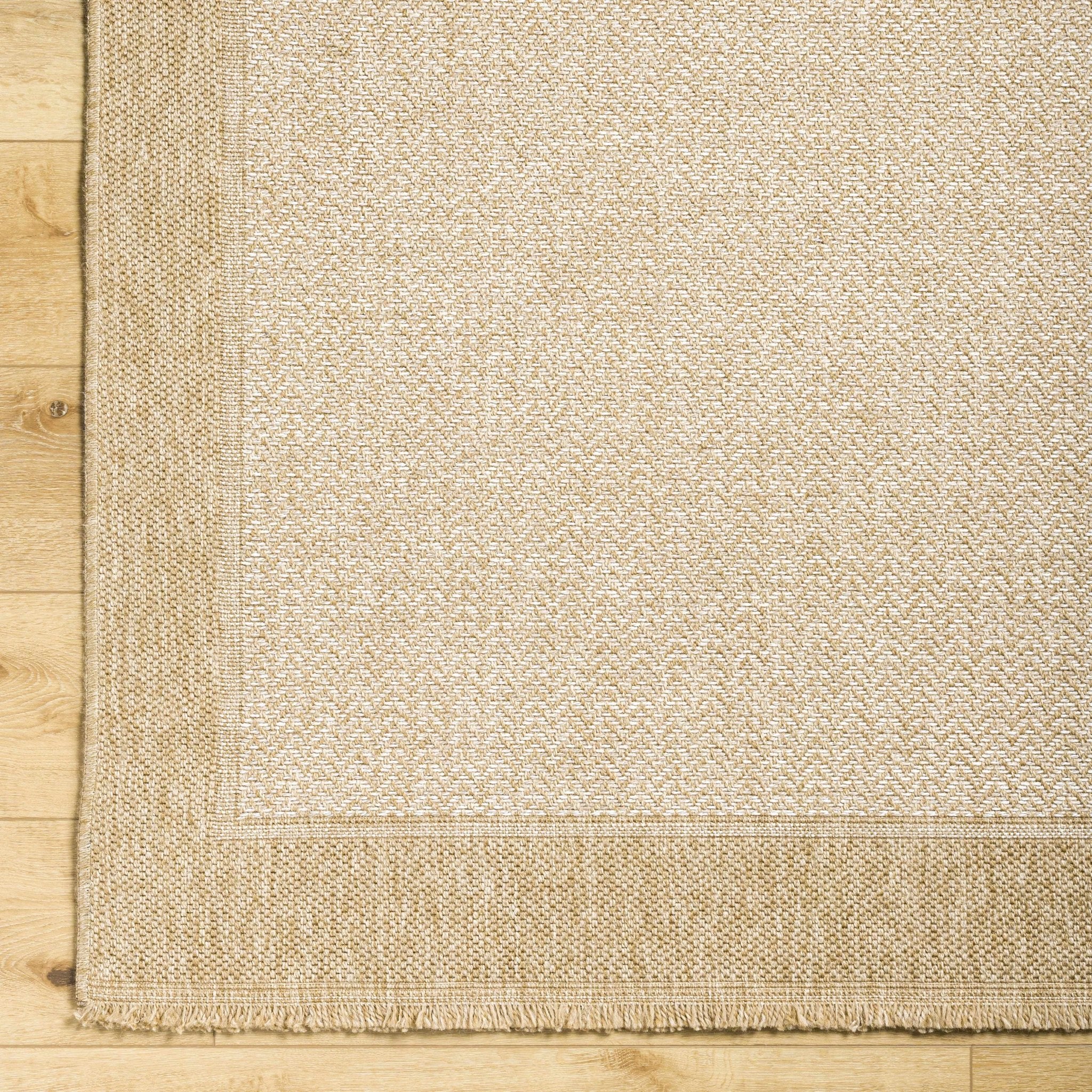 Endre Chevron Pattern Beige And Ivory Machine Woven Indoor & Outdoor Rug - Image 7