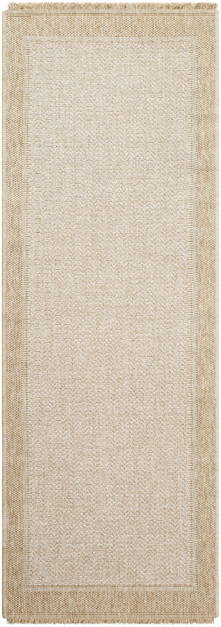 Endre Chevron Pattern Beige And Ivory Machine Woven Indoor & Outdoor Rug - Image 9