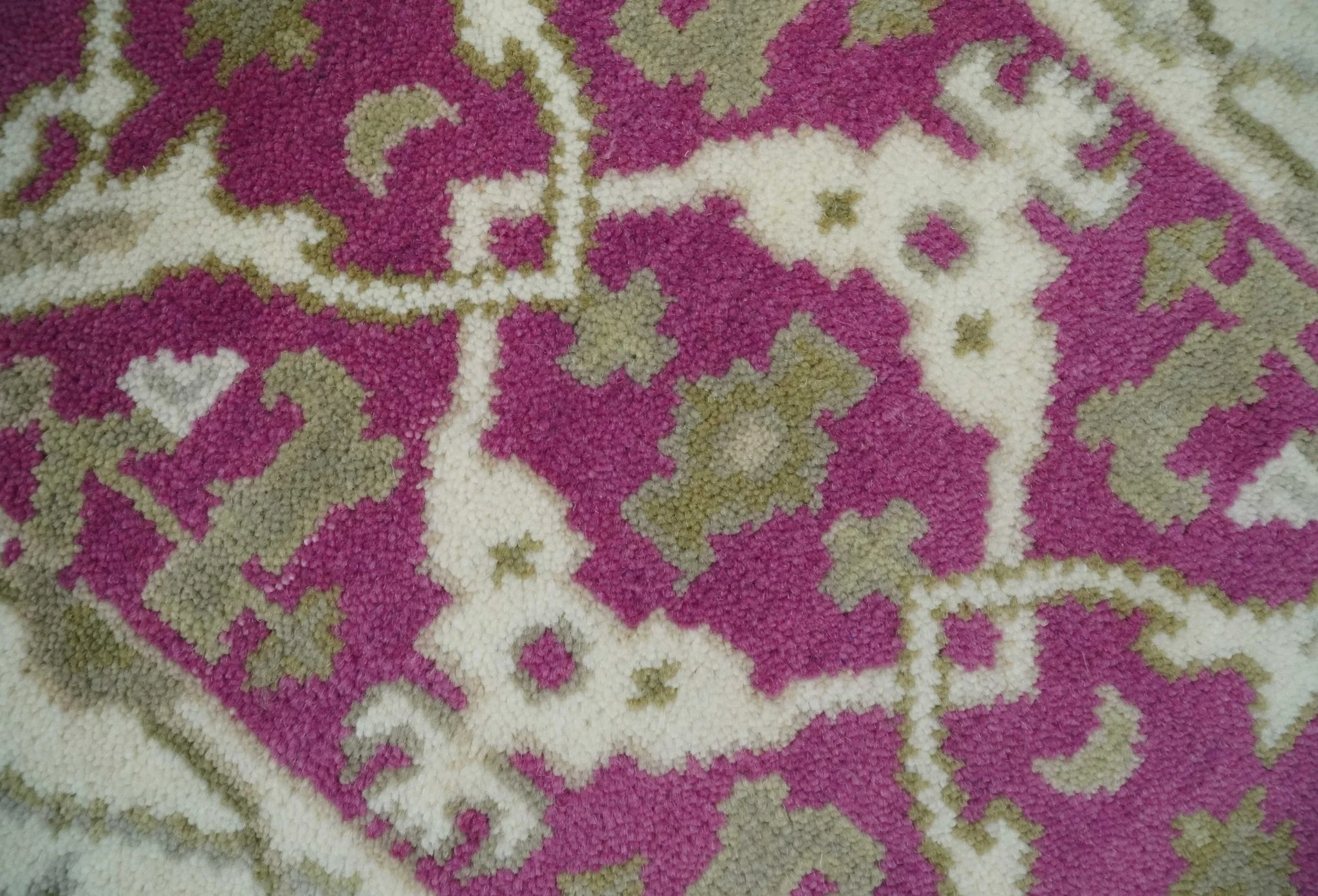 Entryway 2x3 Pink and Ivory Hand Knotted Oriental Oushak  Wool Area Rug - Image 2