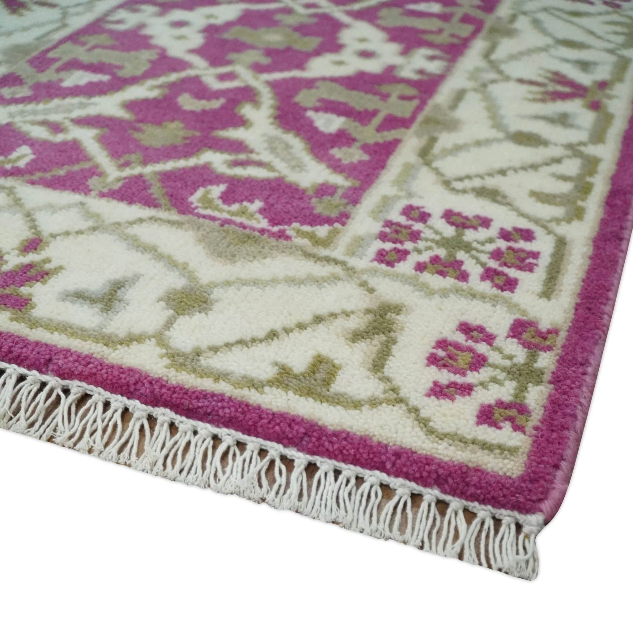 Entryway 2x3 Pink and Ivory Hand Knotted Oriental Oushak  Wool Area Rug - Image 3