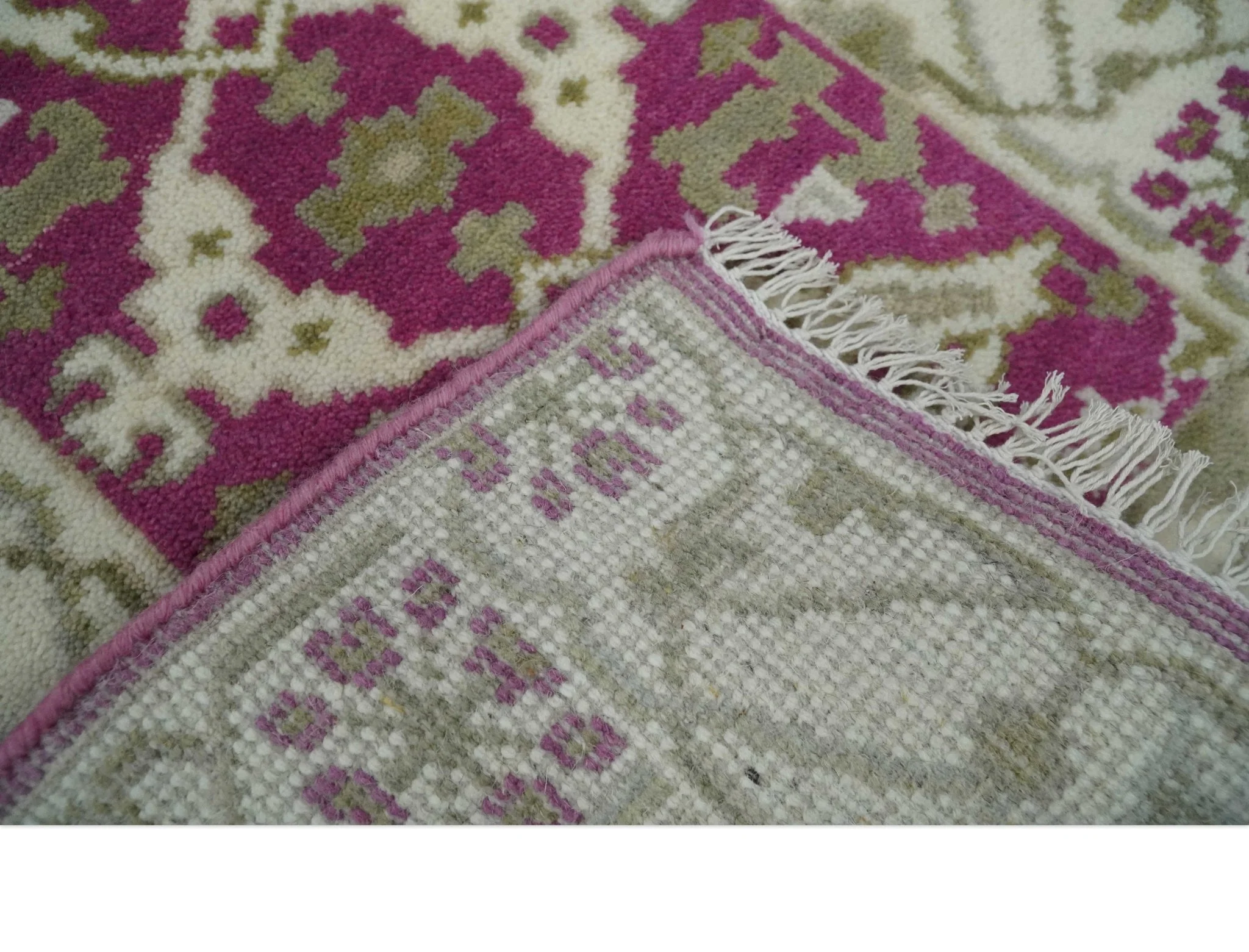 Entryway 2x3 Pink and Ivory Hand Knotted Oriental Oushak  Wool Area Rug - Image 5