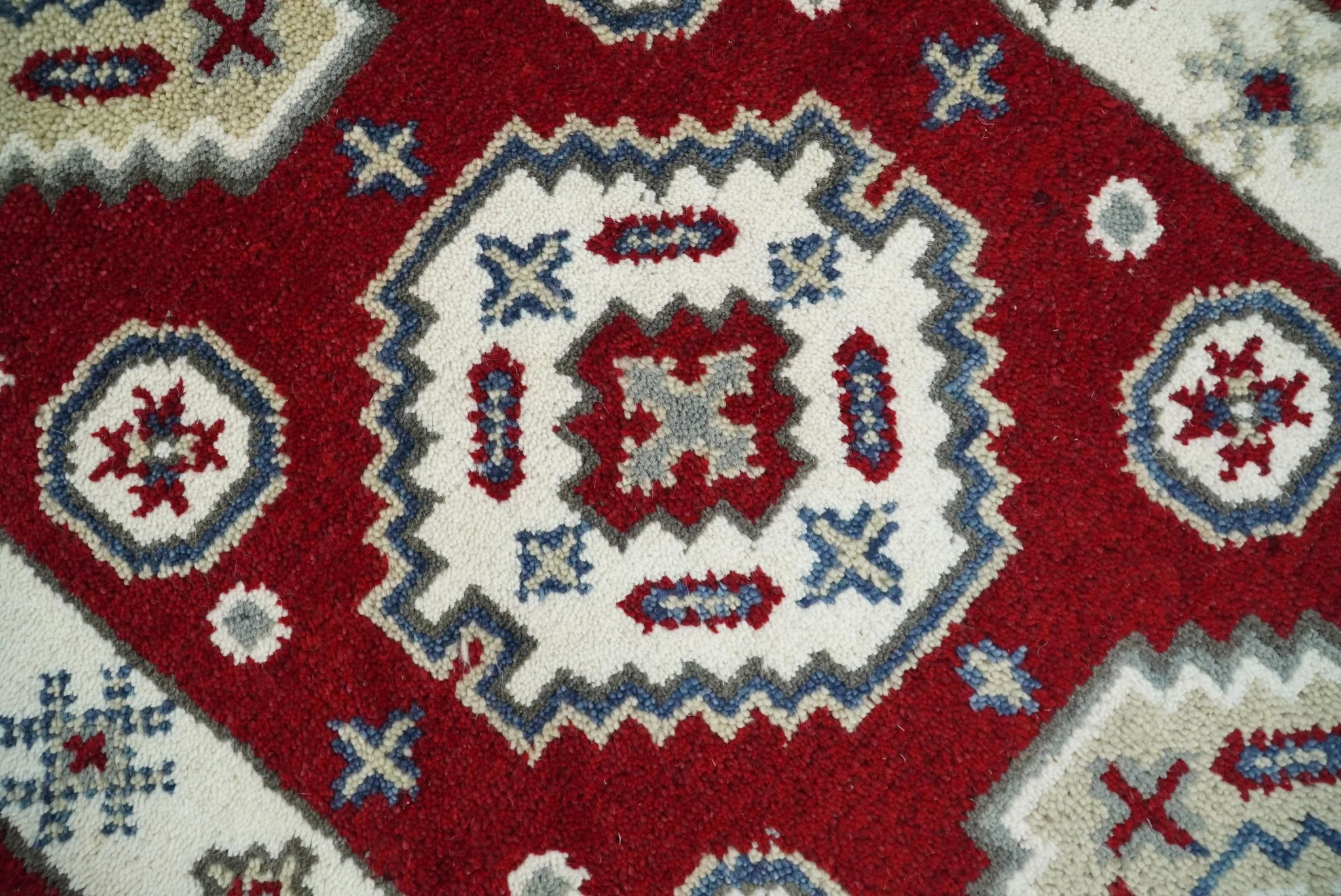 Entryway 2x4 Red and Ivory Wool Hand Knotted traditional Persian Vintage Antique Southwestern Kazak | TRDCP28424 - Image 4