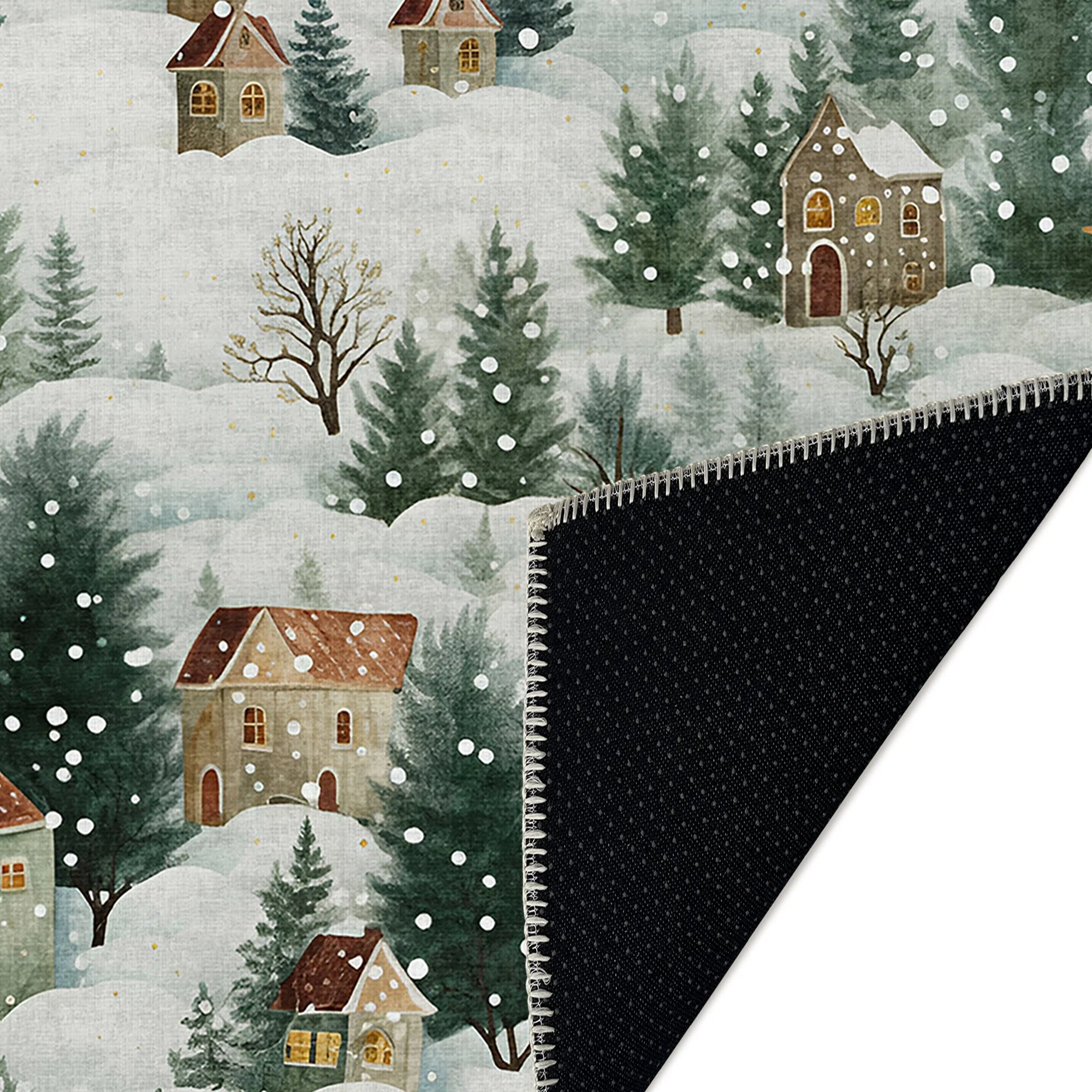 Evolin Christmas Green Machine Washable Cotton Area Rug - Image 6