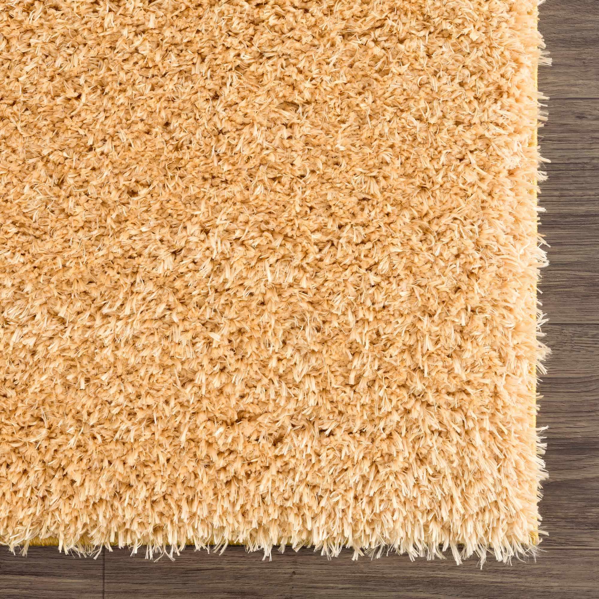 Solid Machine Woven Peach Gold Plush wool area rug - Image 10
