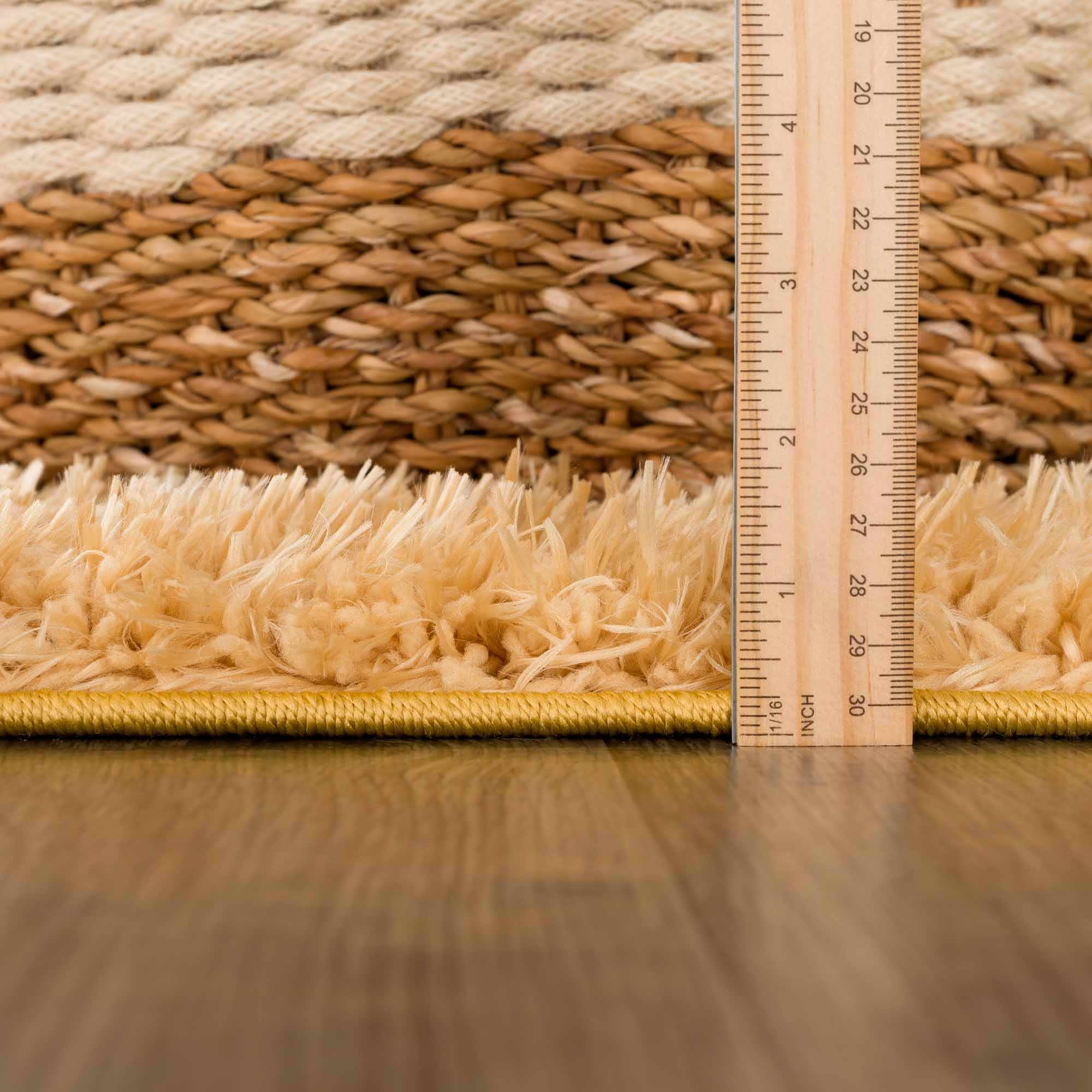 Solid Machine Woven Peach Gold Plush wool area rug - Image 11