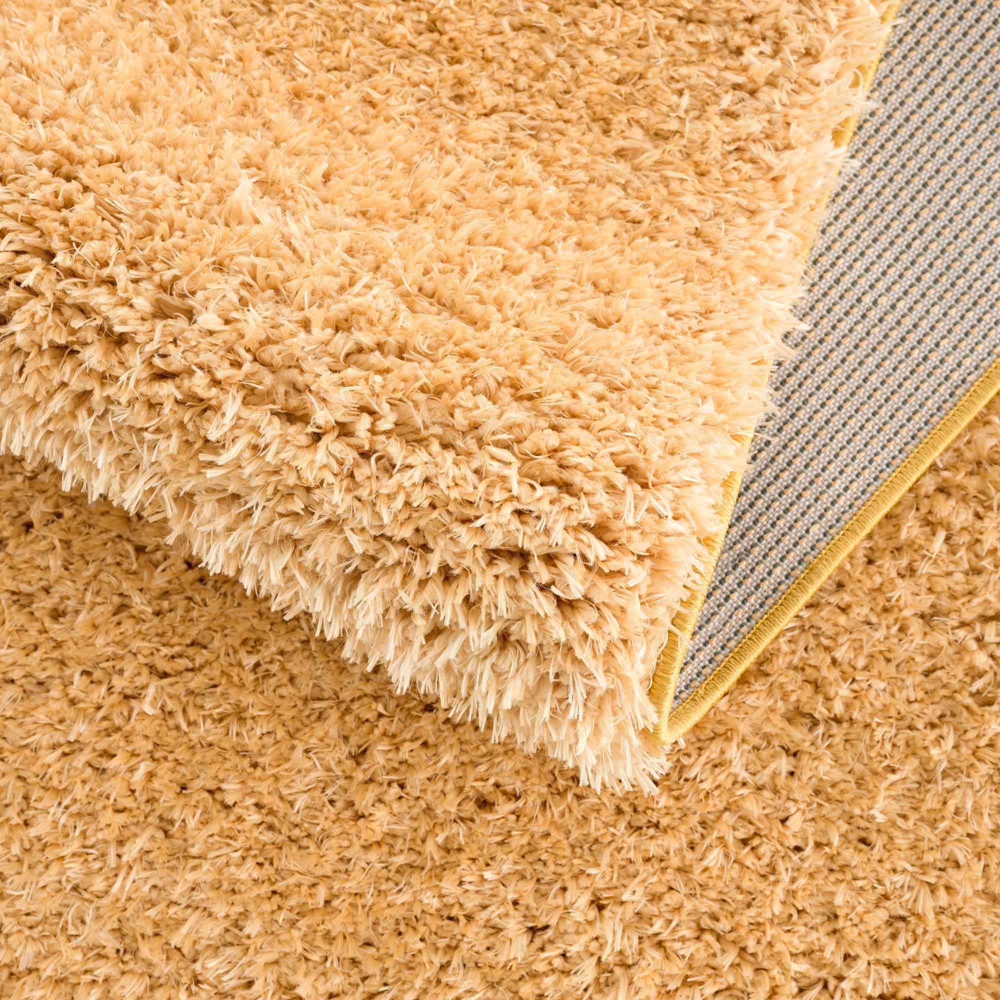 Solid Machine Woven Peach Gold Plush wool area rug - Image 8