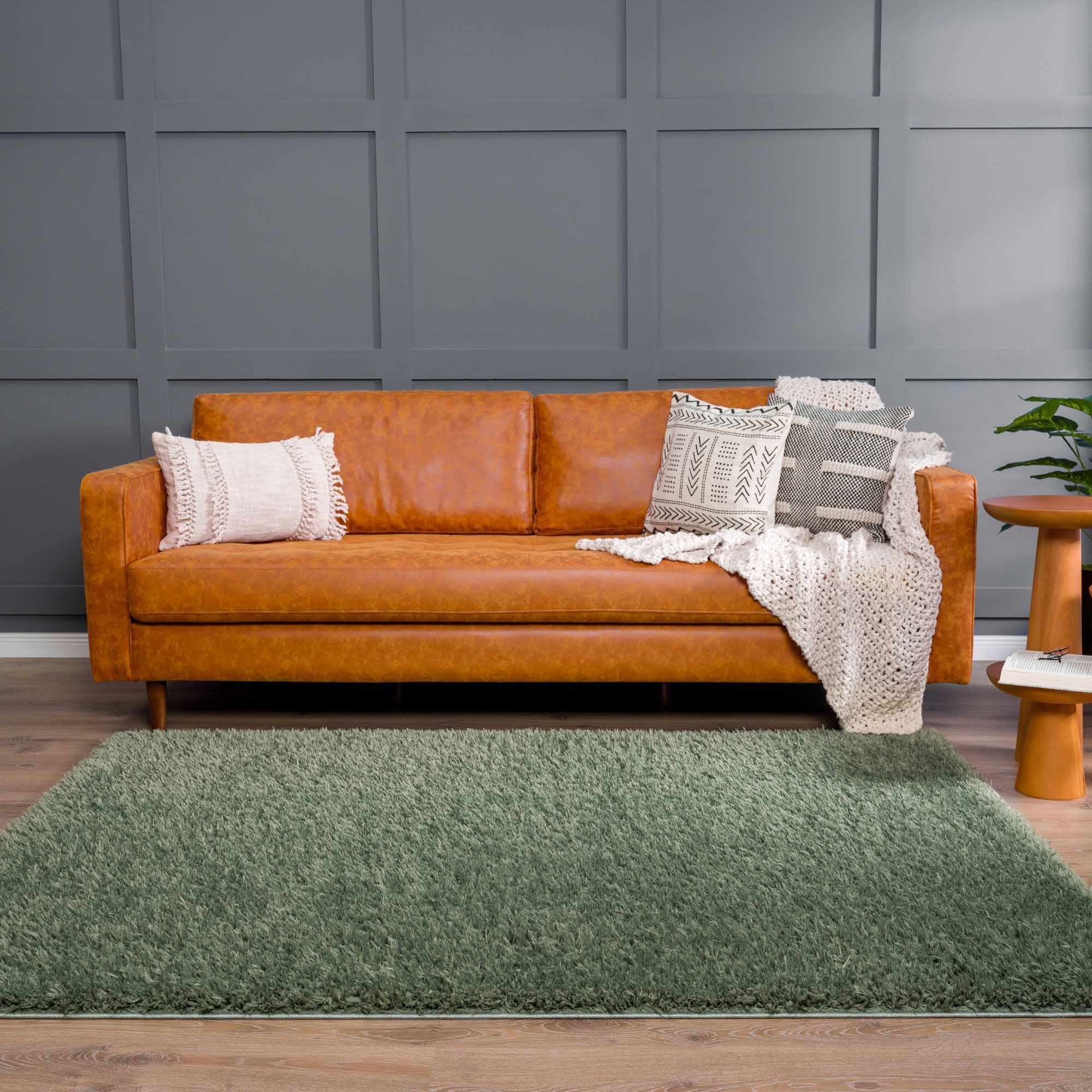 Modern Solid Dark Olive green Woven Plush area rug - Image 17
