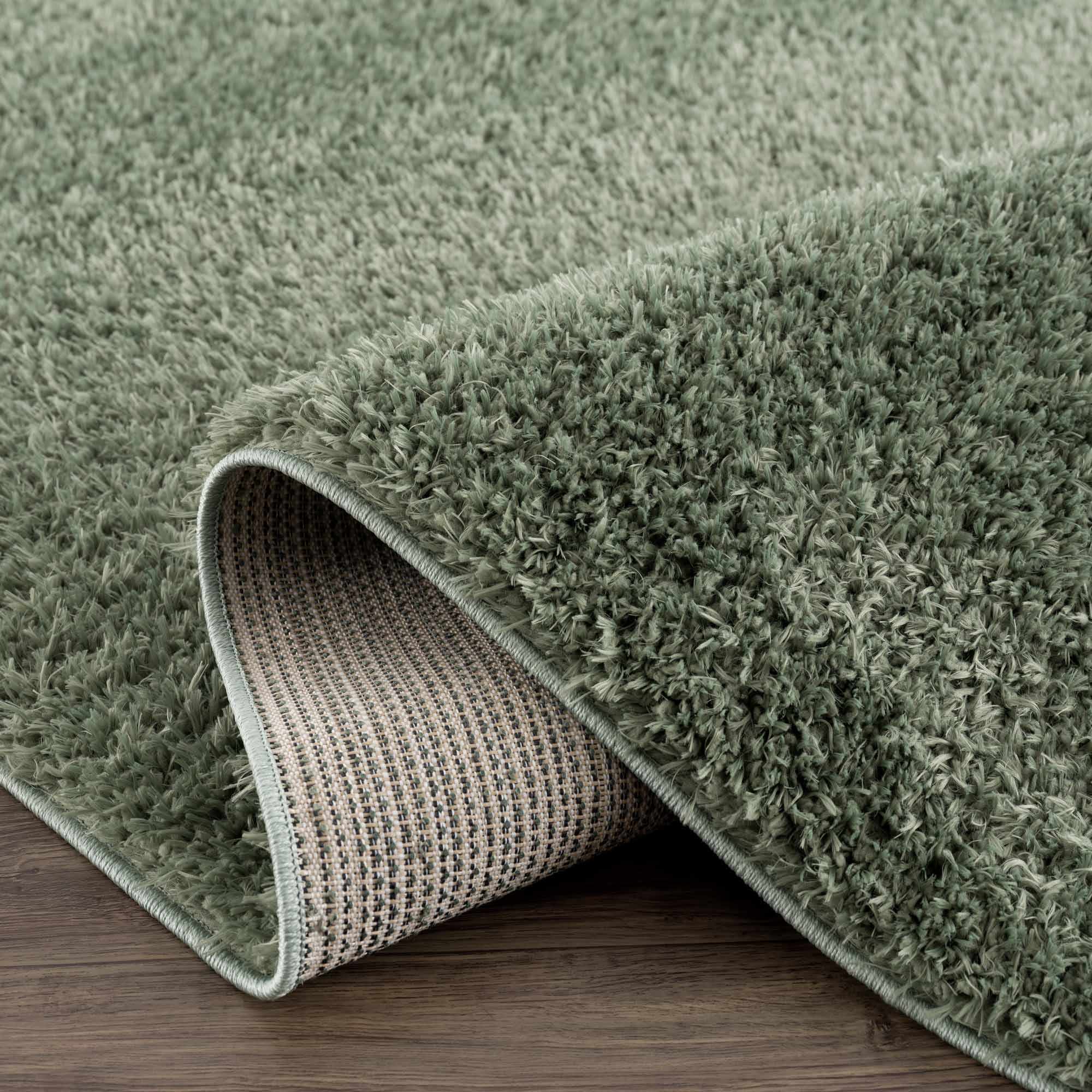 Modern Solid Dark Olive green Woven Plush area rug - Image 9