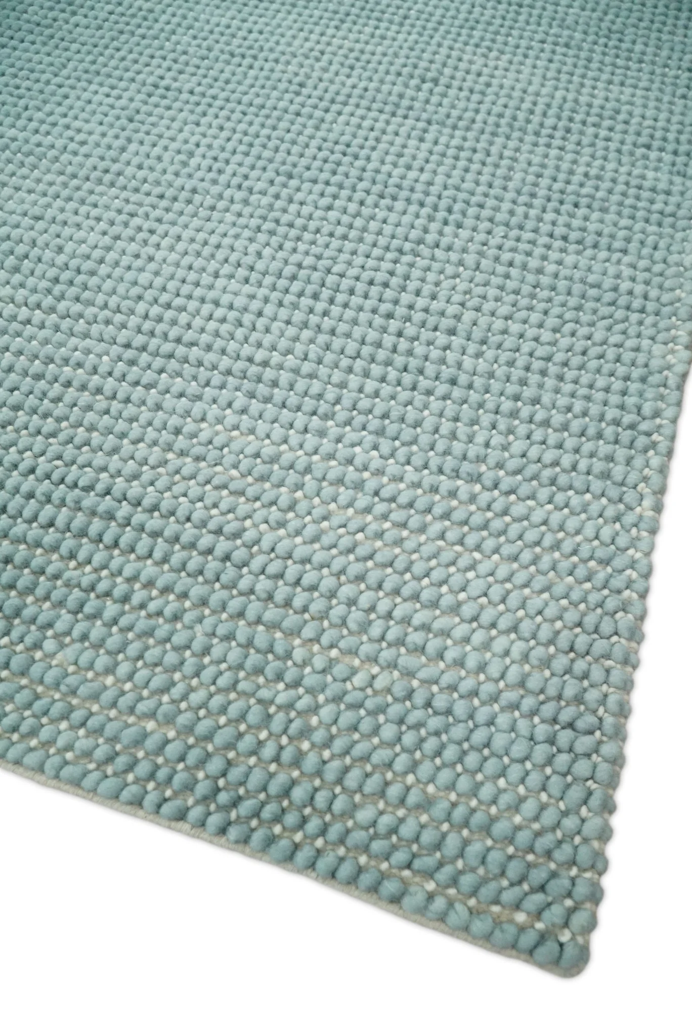 Felted Modern Solid Blue Handmade Chunky Wool  Area Rug - Image 11