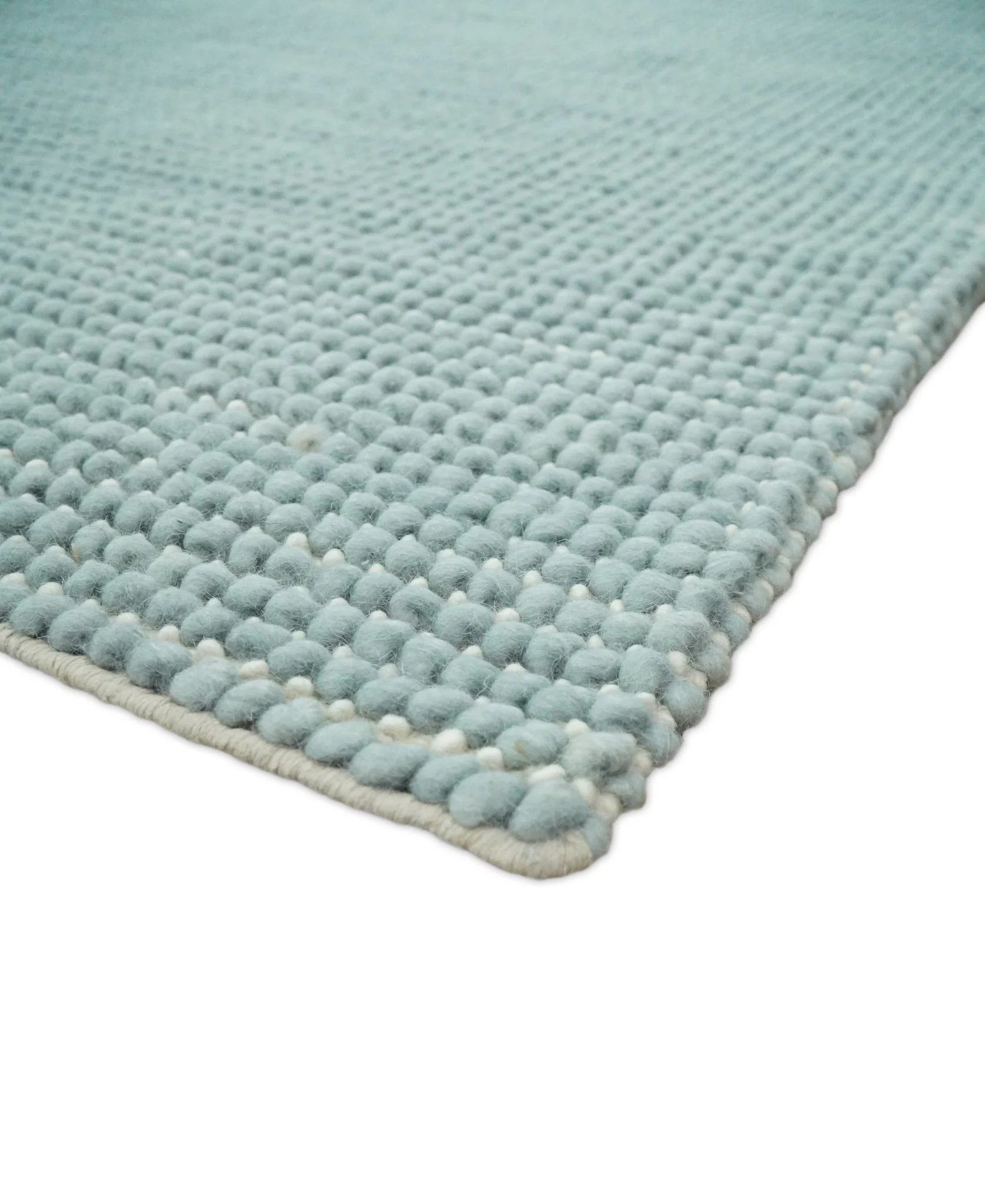 Felted Modern Solid Blue Handmade Chunky Wool  Area Rug - Image 12