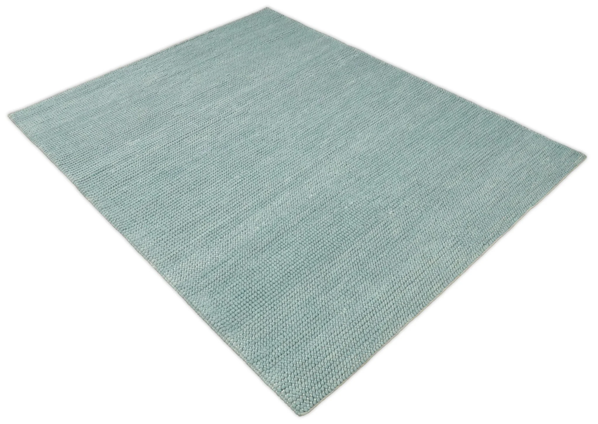 Felted Modern Solid Blue Handmade Chunky Wool  Area Rug - Image 14