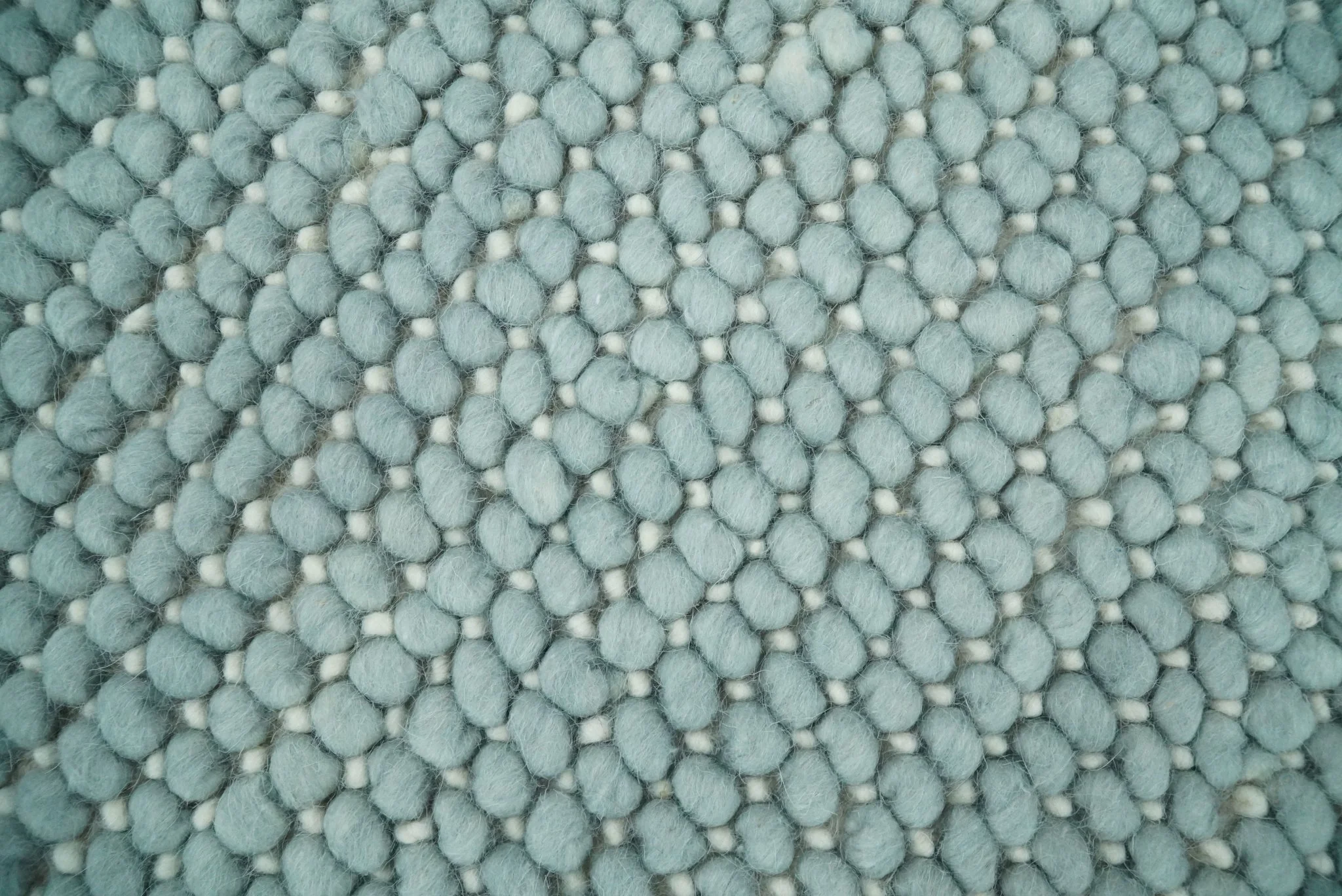 Felted Modern Solid Blue Handmade Chunky Wool  Area Rug - Image 3