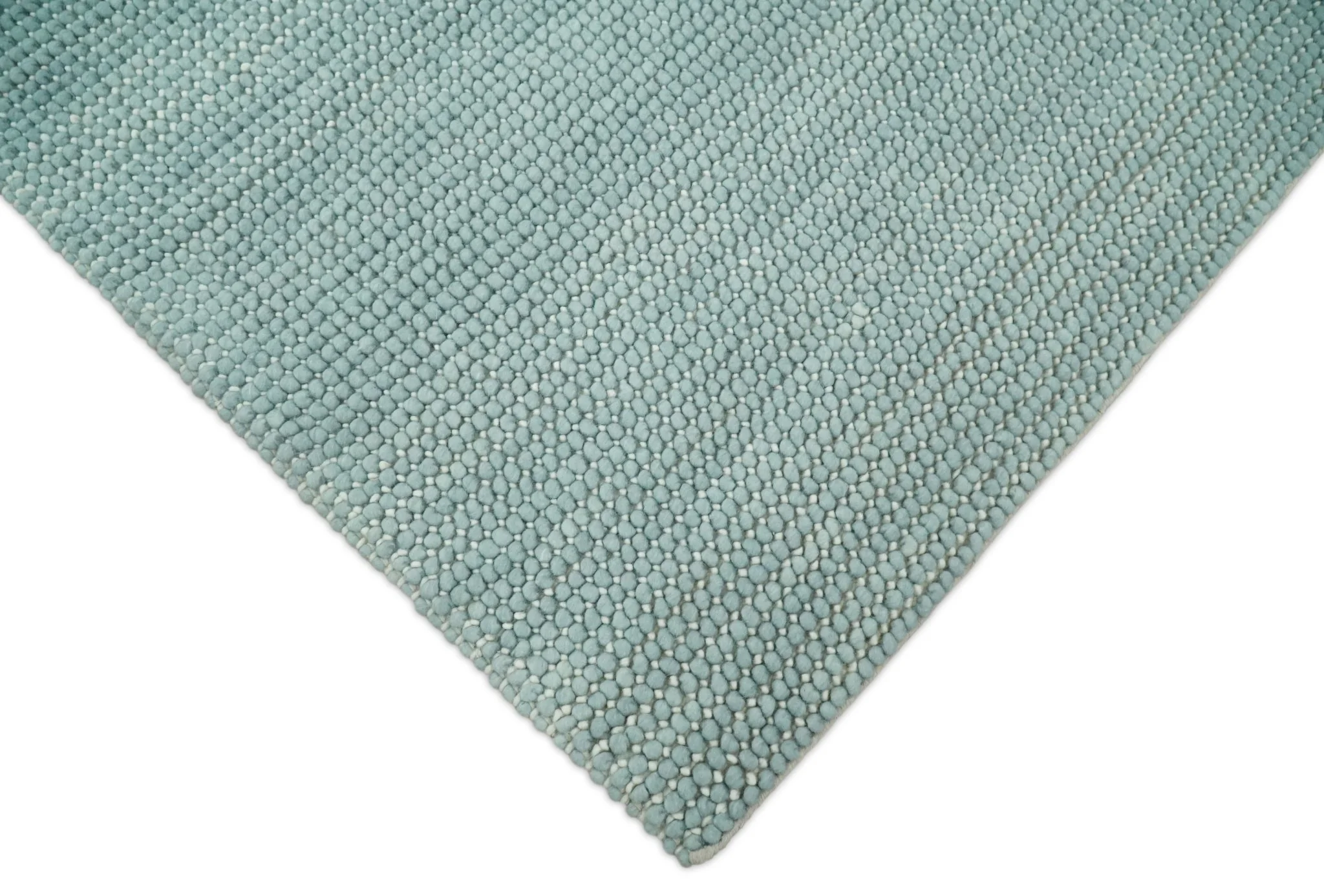 Felted Modern Solid Blue Handmade Chunky Wool  Area Rug - Image 4