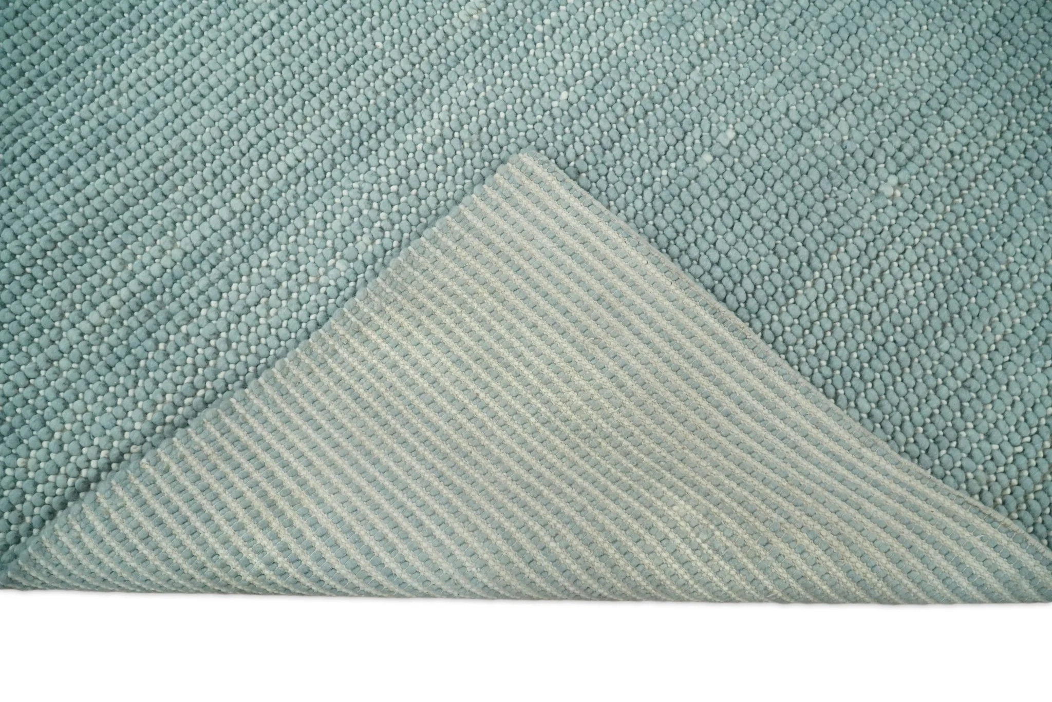 Felted Modern Solid Blue Handmade Chunky Wool  Area Rug - Image 8