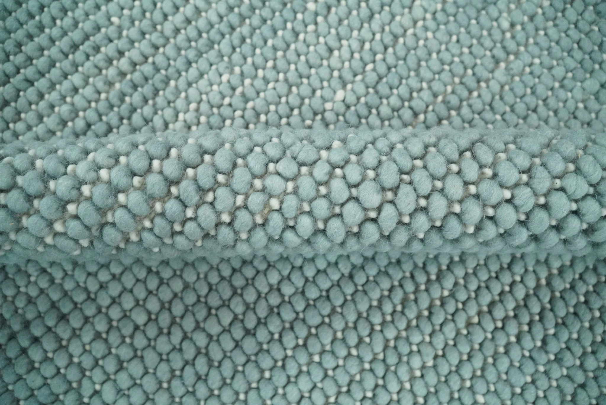 Felted Modern Solid Blue Handmade Chunky Wool  Area Rug - Image 9