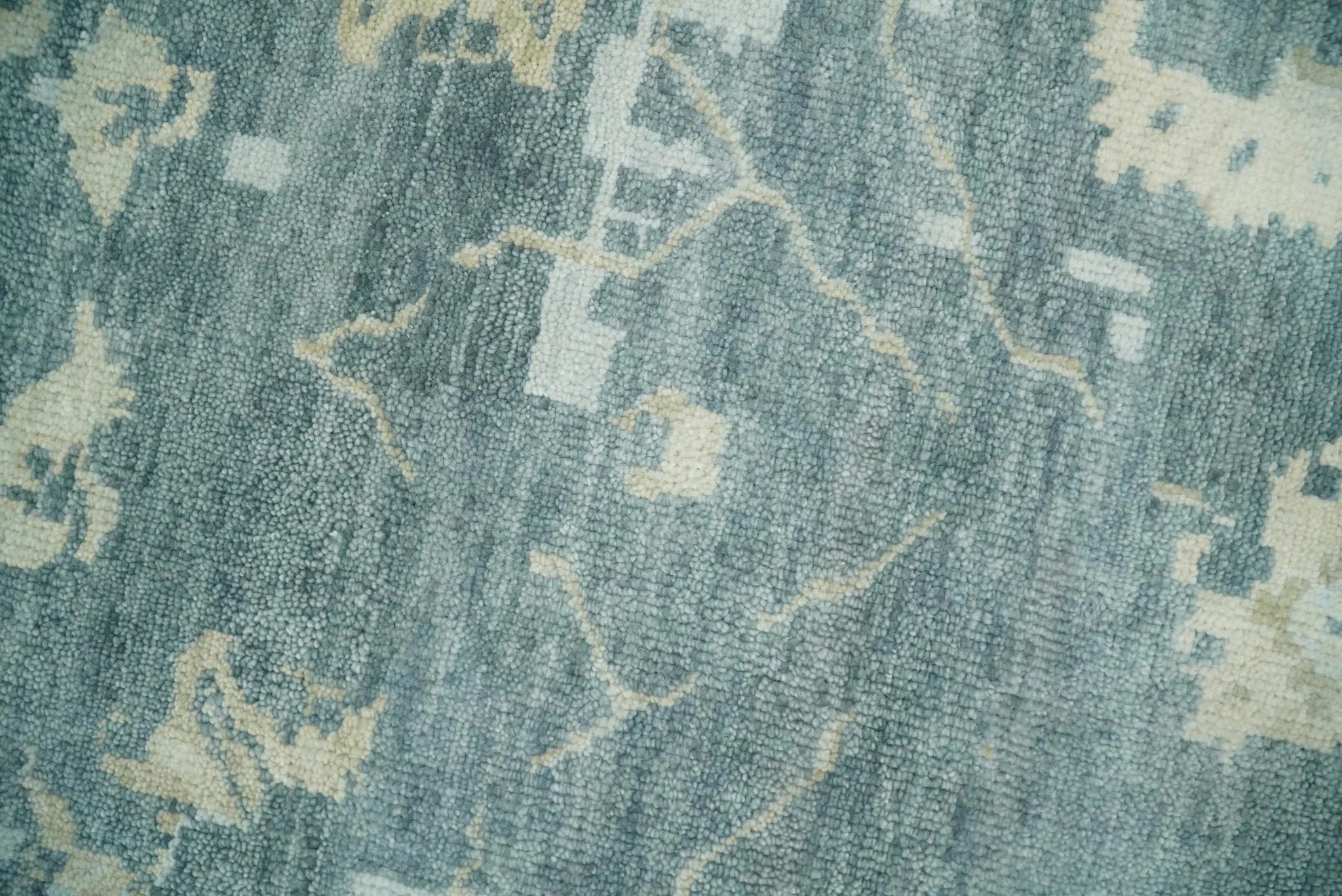 Fine Antique 8x10 Beige and Blue Abstract Hand Knotted Wool Area Rug | TRDCP506912 - Image 5