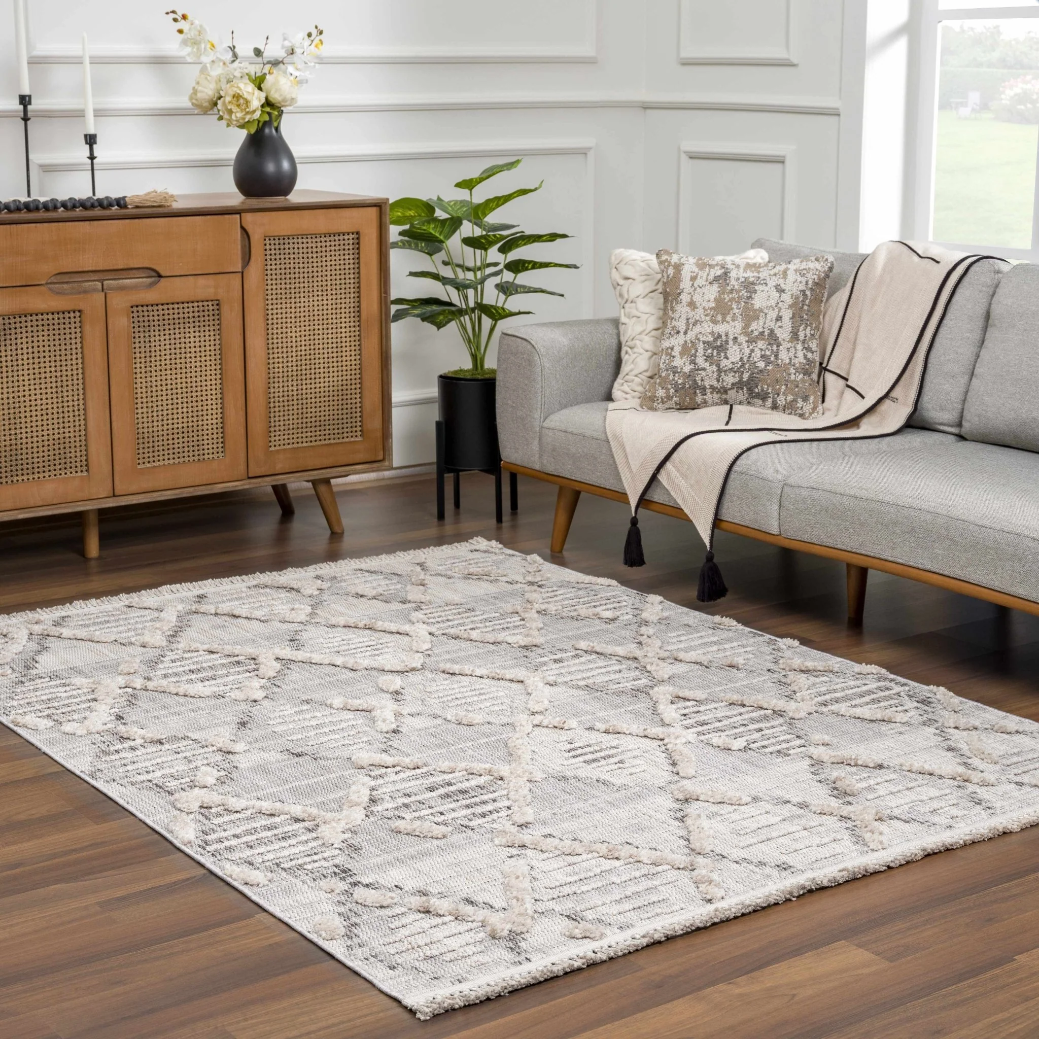 Gray, Silver and Brown Geometrical Texture Area Rug - Image 10