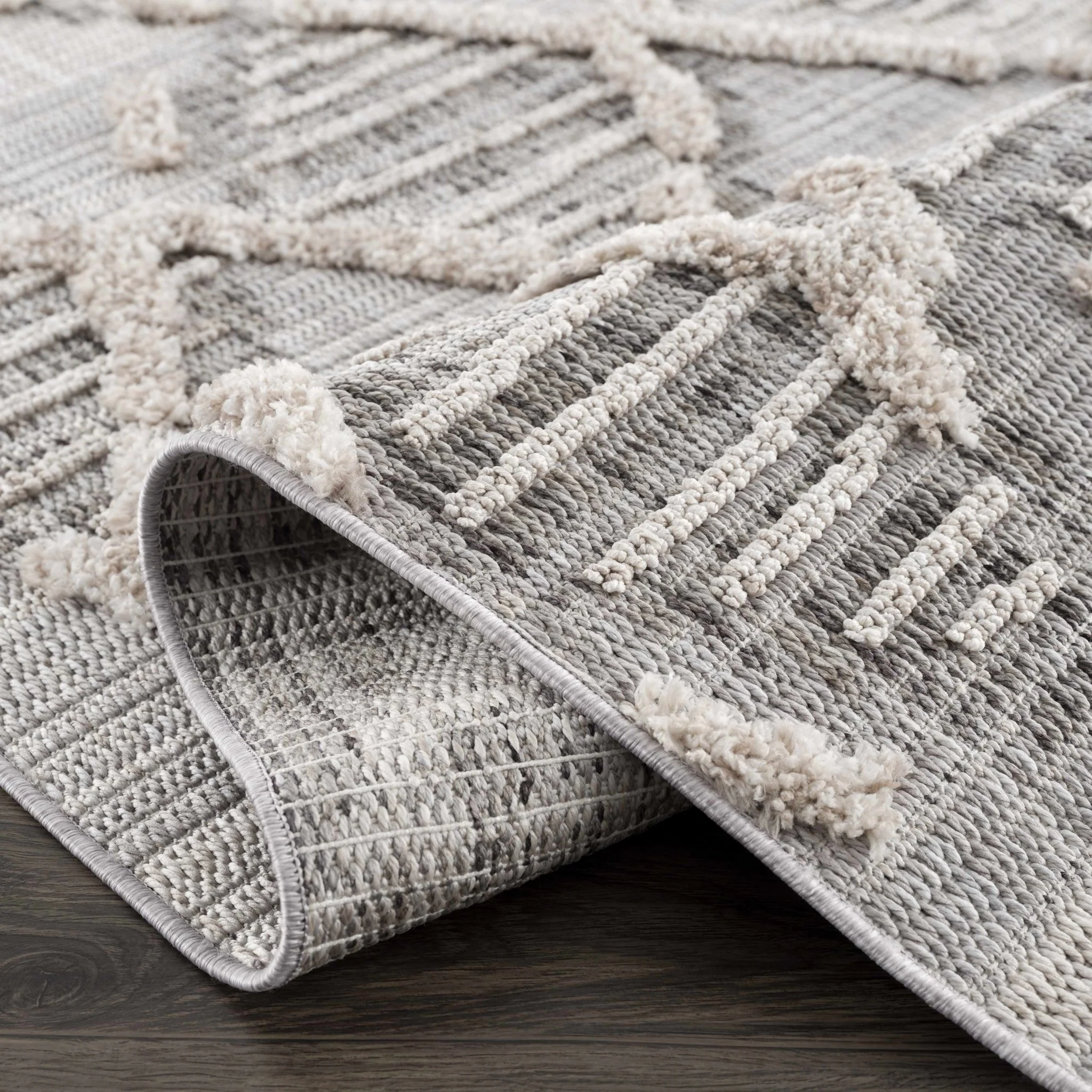 Gray, Silver and Brown Geometrical Texture Area Rug - Image 17