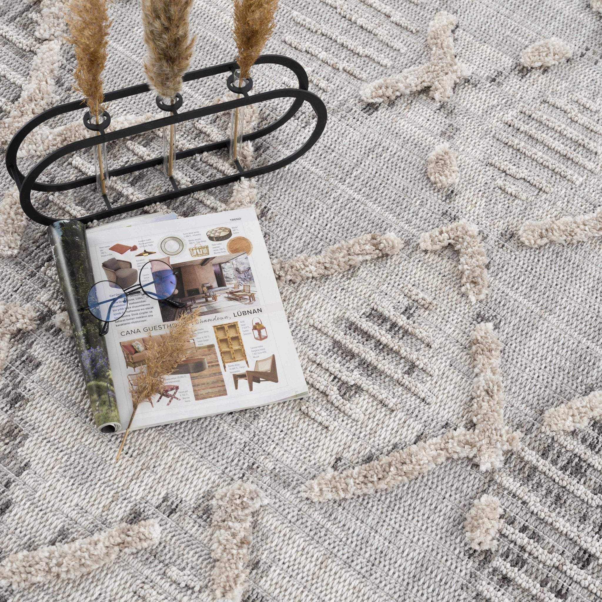 Gray, Silver and Brown Geometrical Texture Area Rug - Image 23